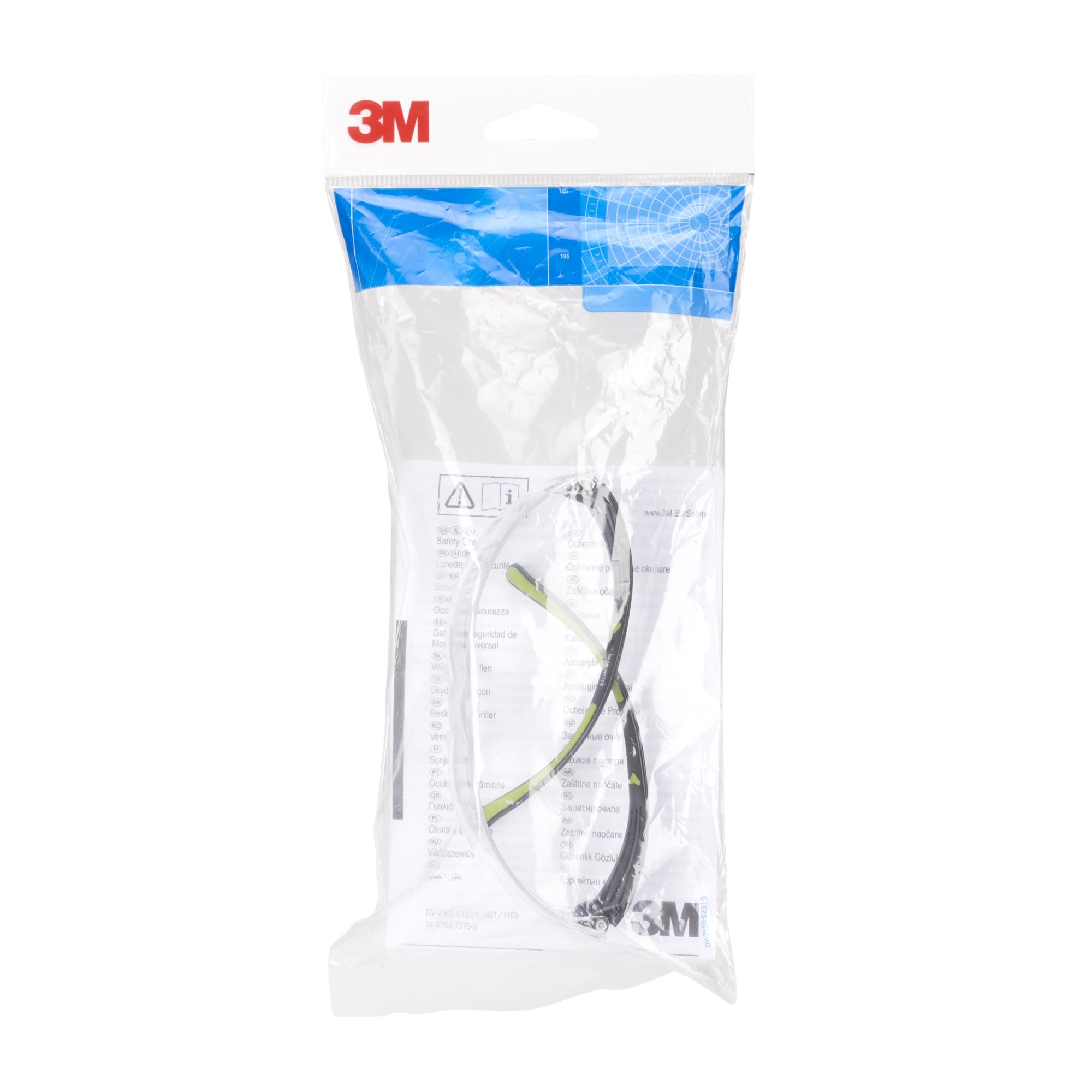 3M™ SecureFit™ 400 Gafas de seguridad, montura negro/verde, antirrayaduras/antiempañante, lente incolora, SF401AS/AF-EU, 20/caja