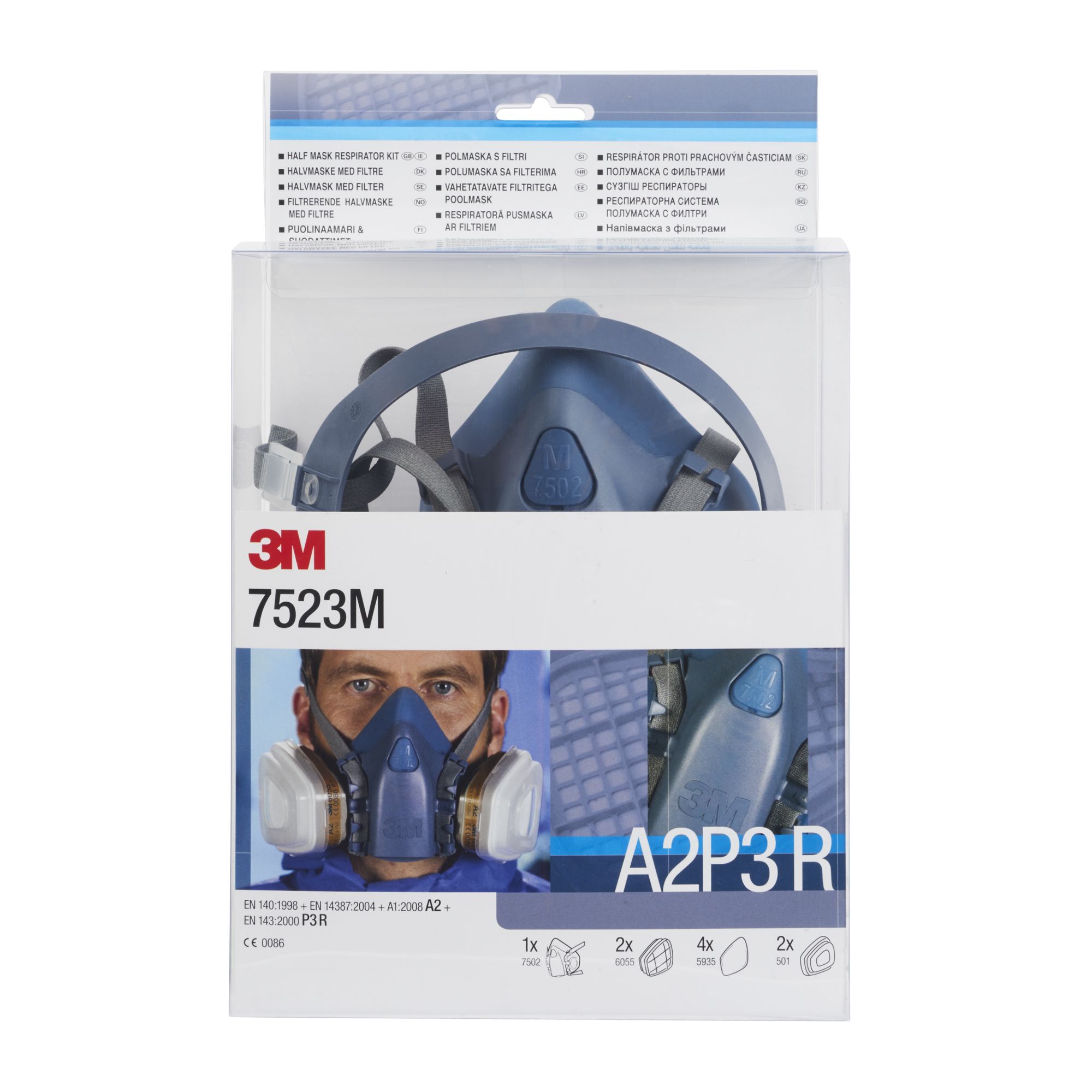 3M™ Kit de media máscara reutilizable, filtro A1P2 R, máscara mediana, 6212M