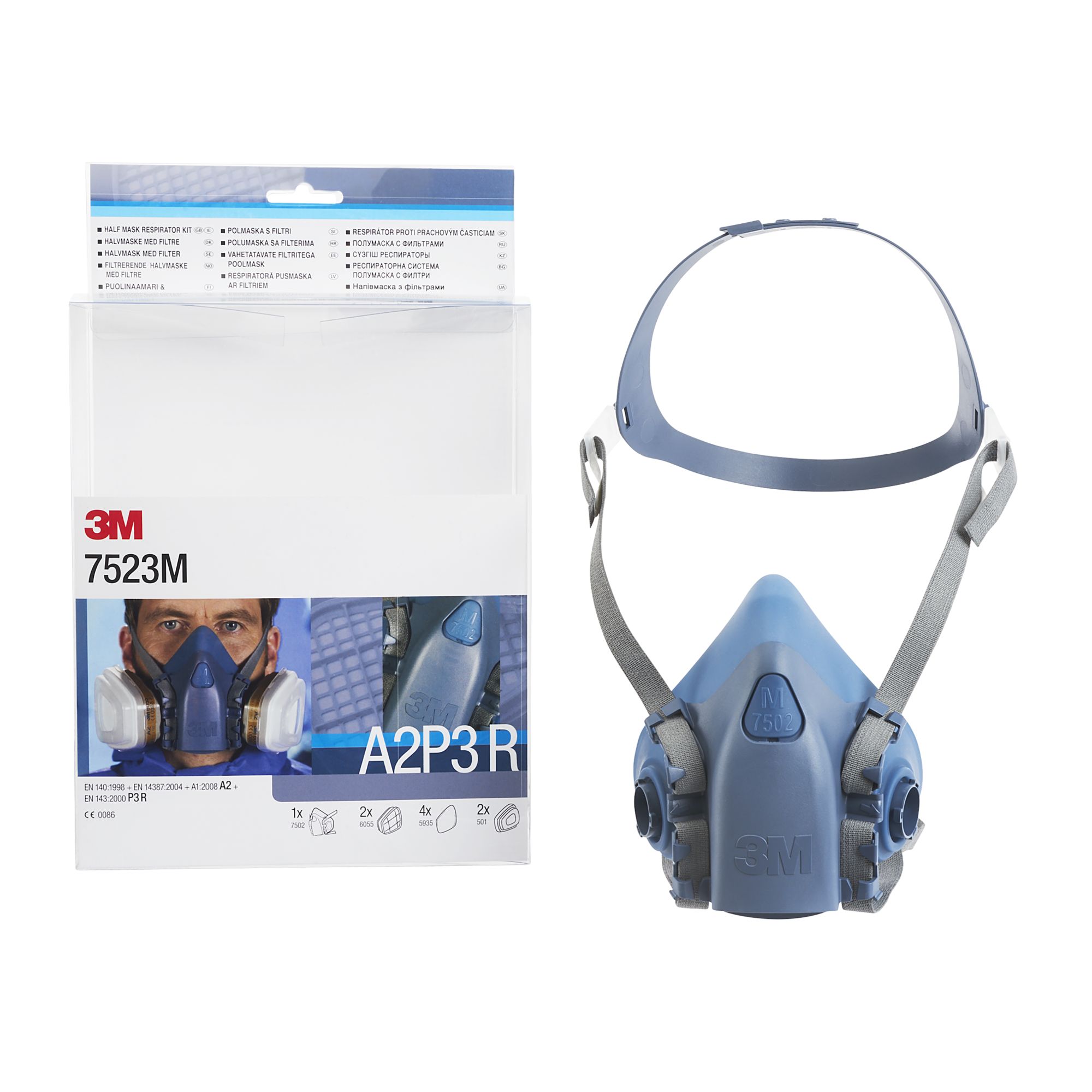 3M™ Kit de media máscara reutilizable, filtro A1P2 R, máscara mediana, 6212M