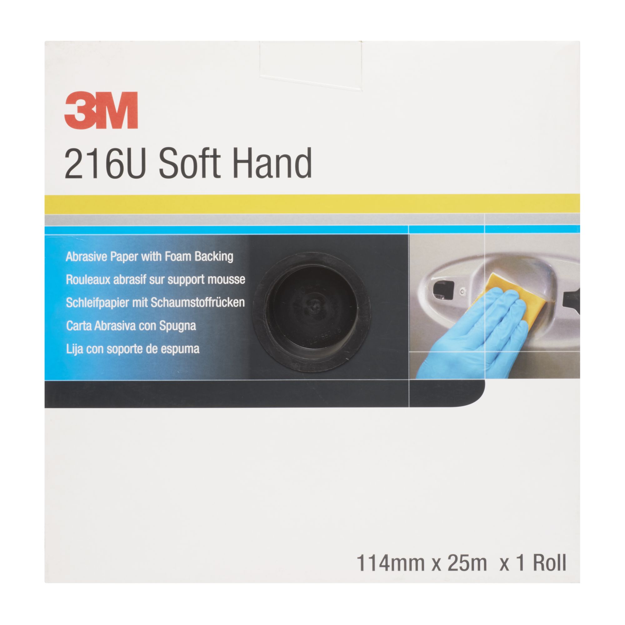 3M™ 216U Rollo de papel abrasivo con esponja, precortado 114 mm x 25 m, P150, 50330