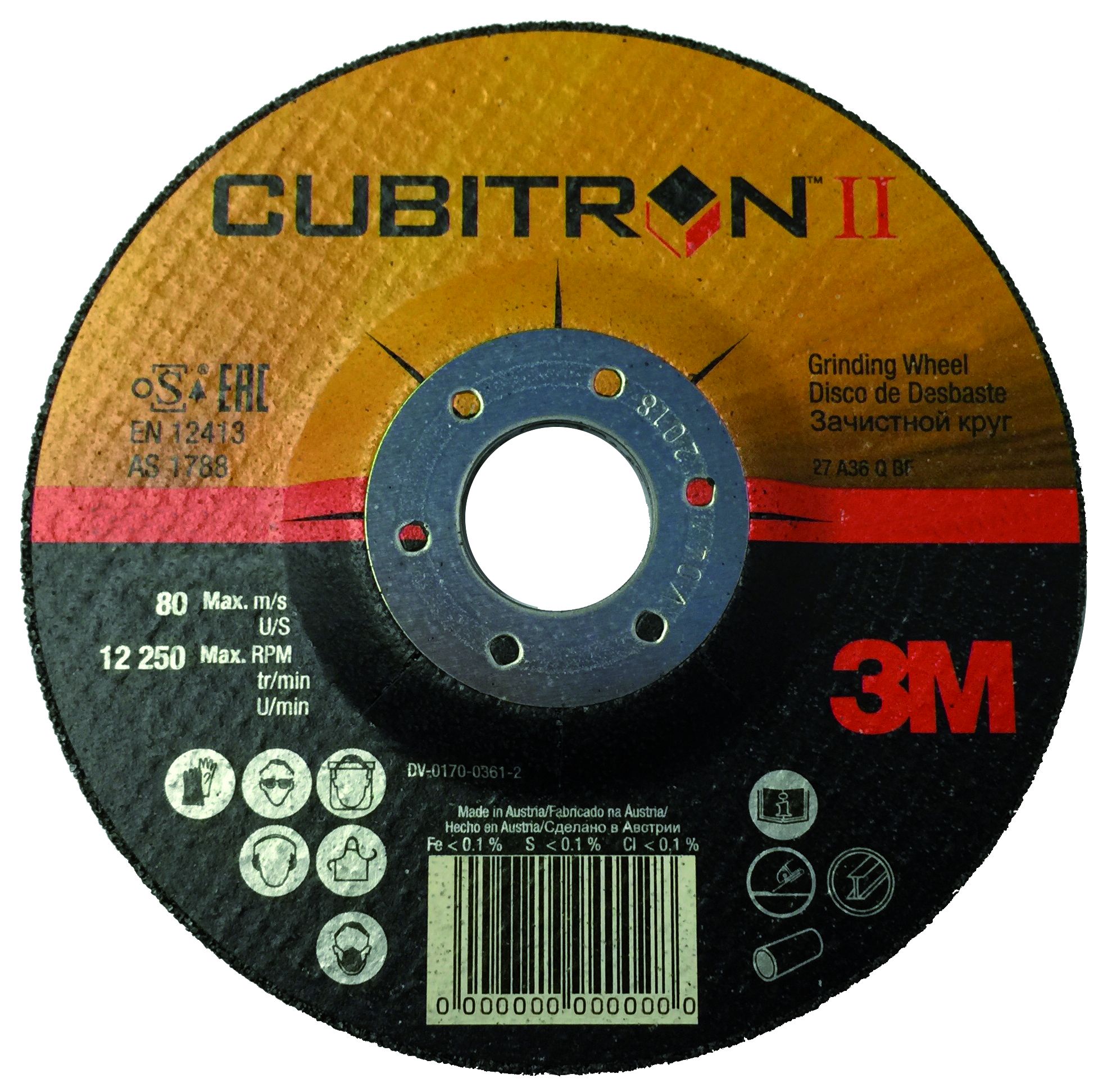 3M™ Cubitron™ II Disco de Desbaste de Centro Hundido T27, IPS, 125 mm, 65292