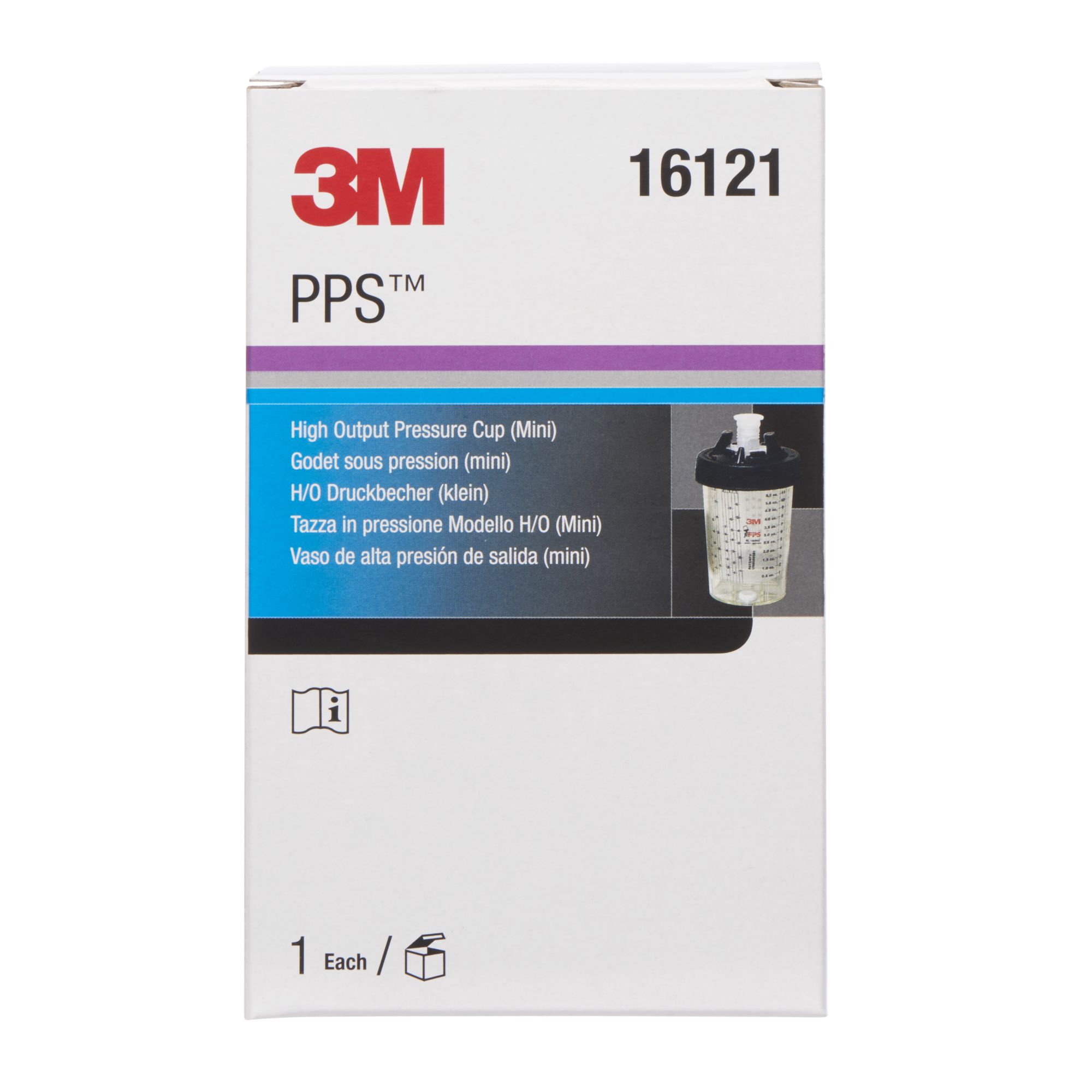 3M™ PPS™ Cazoleta a presión de tipo H/O para pistolas 3M™ Accuspray™, Mini, 177 ml, 16121