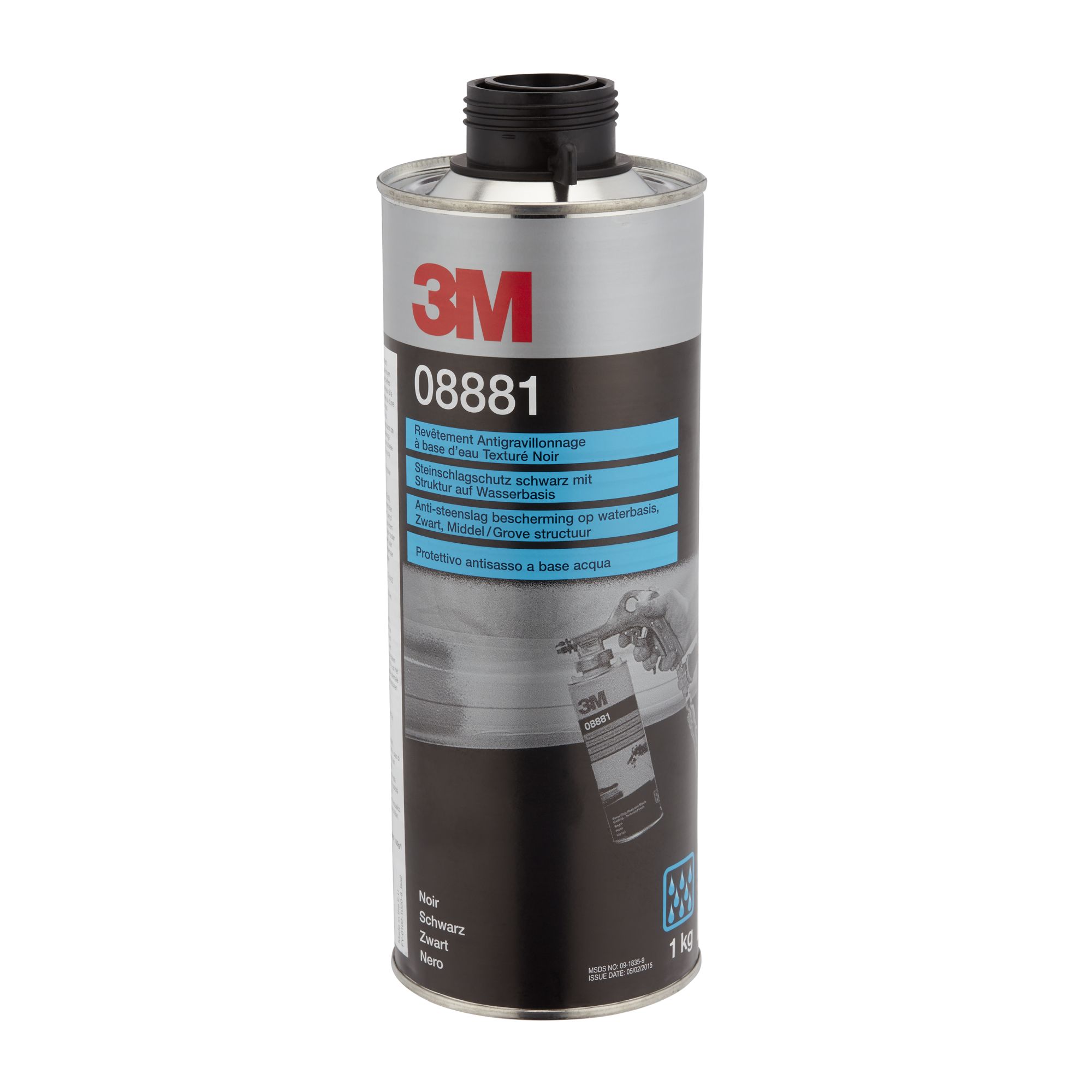3M™ Revestimiento antigravilla rugoso base agua, negro, 1 L, 08881