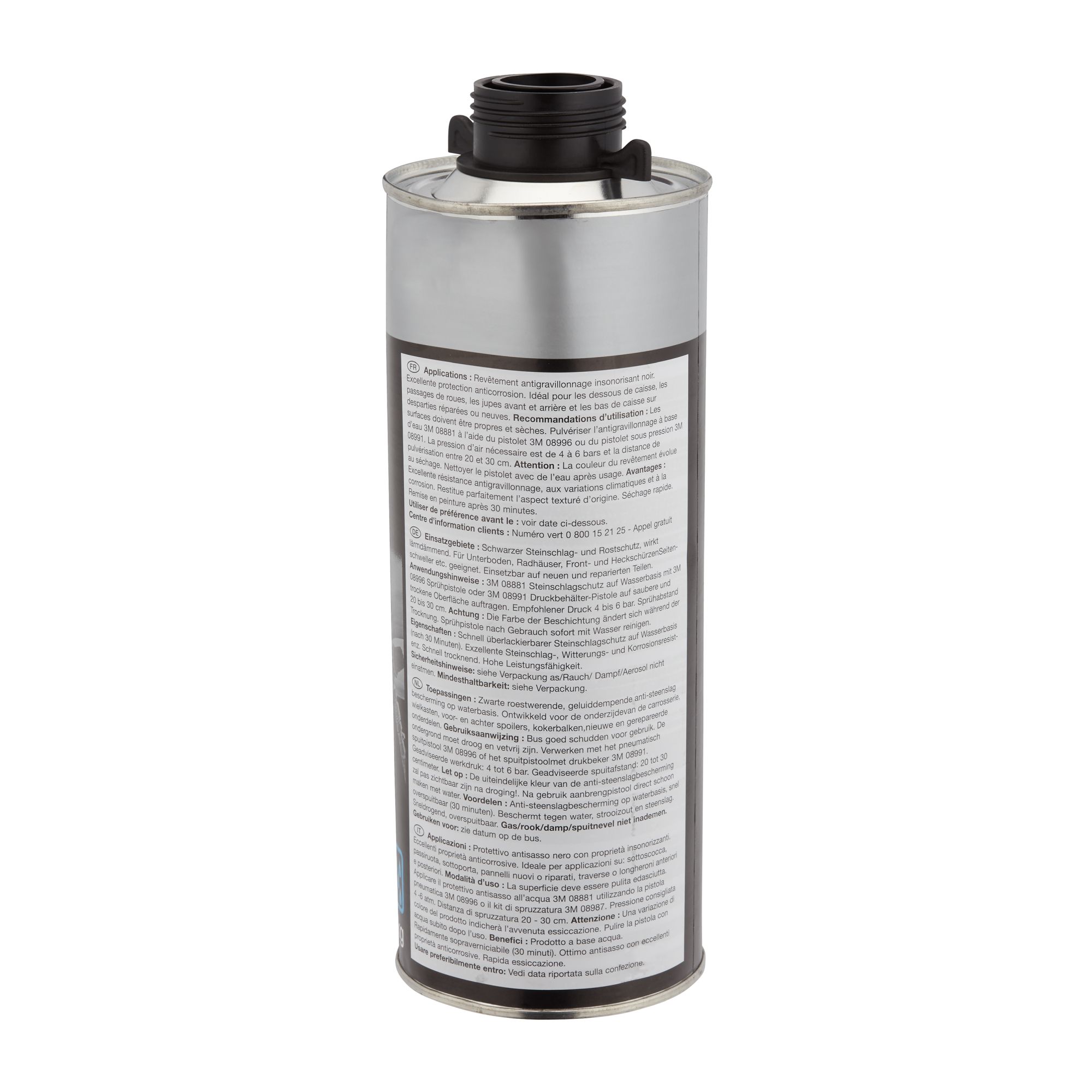 3M™ Revestimiento antigravilla rugoso base agua, negro, 1 L, 08881