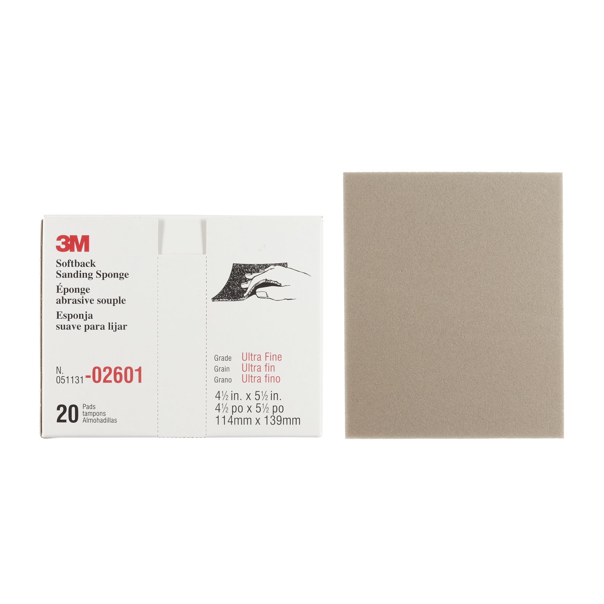 3M™ Esponja abrasiva soporte blando, 115 mm x 140 mm, ultrafina, 02601