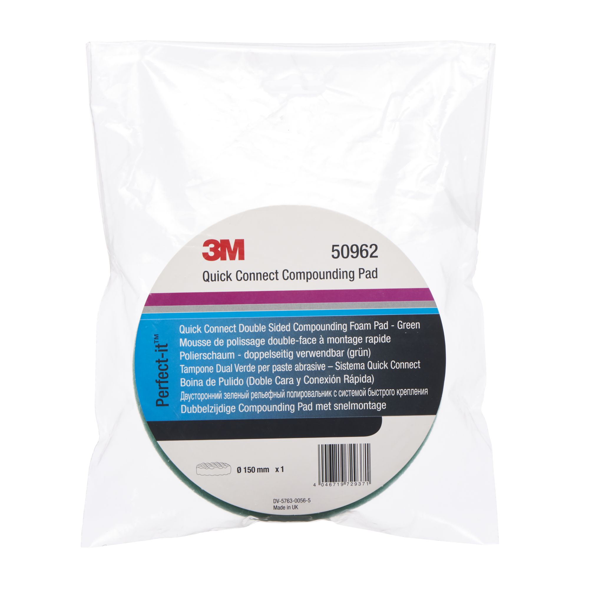 3M™ Perfect-It™ Boina de pulido de espuma, sistema de conexión rápida, verde, ondulada, 150 mm, 50962