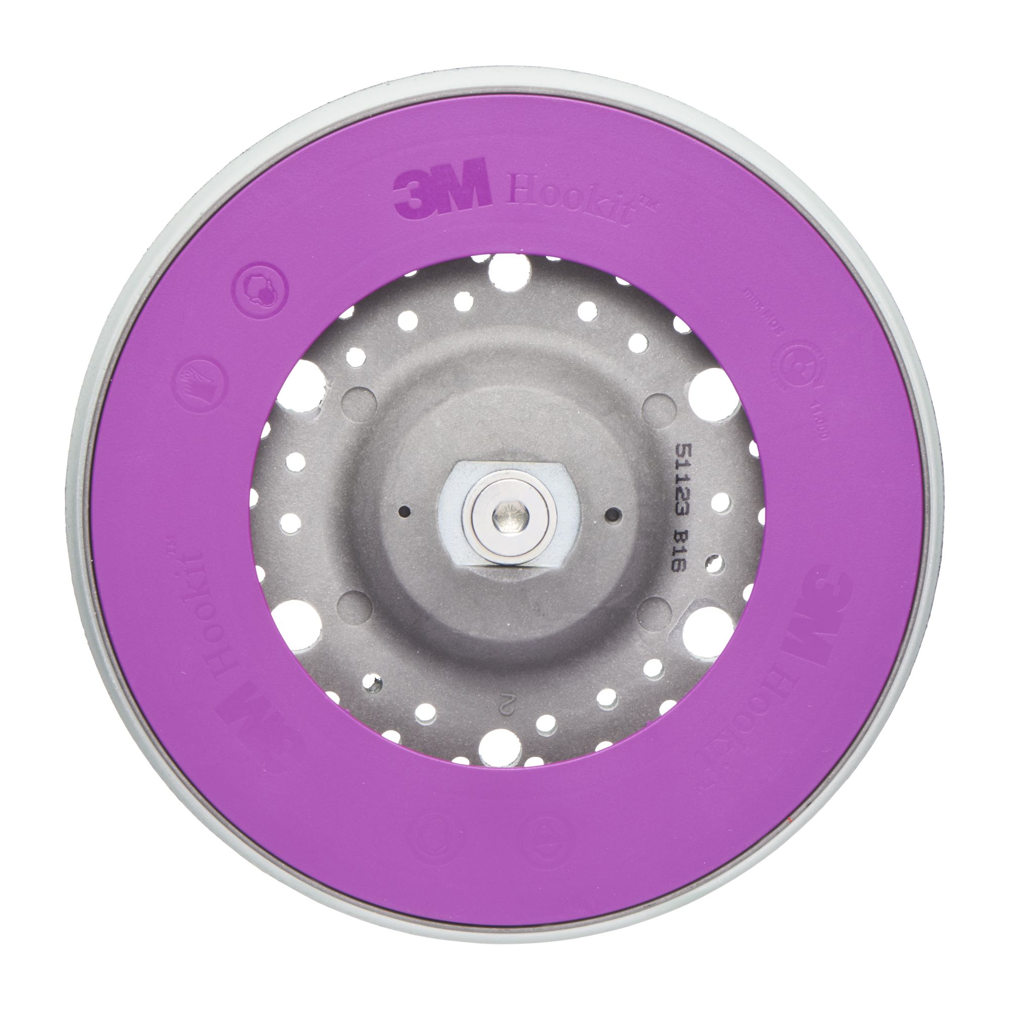 3M™ Hookit™ Plato de soporte multiagujeros, 150 mm, M8, rosca, 51123