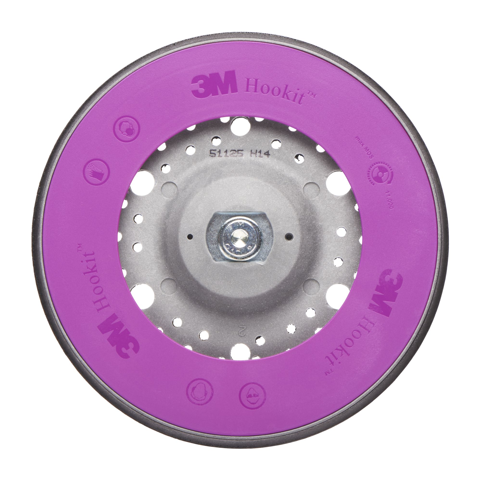 3M™ Hookit™ Plato de soporte multiagujeros, 150 mm, M8, 51125