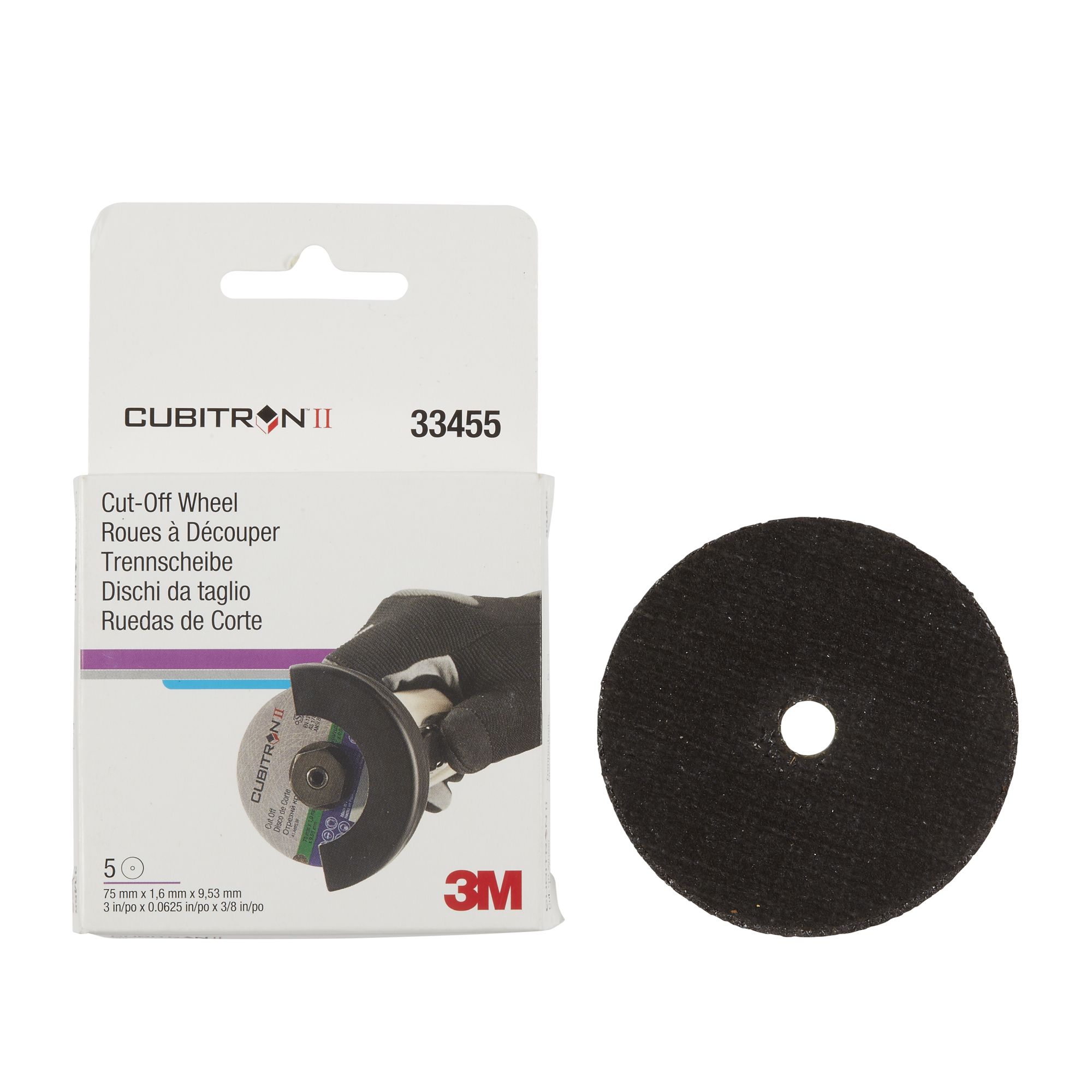 3M™ Cubitron™ II Rueda de corte, 75 mm x 1,6 mm x 9,53 mm, 33455