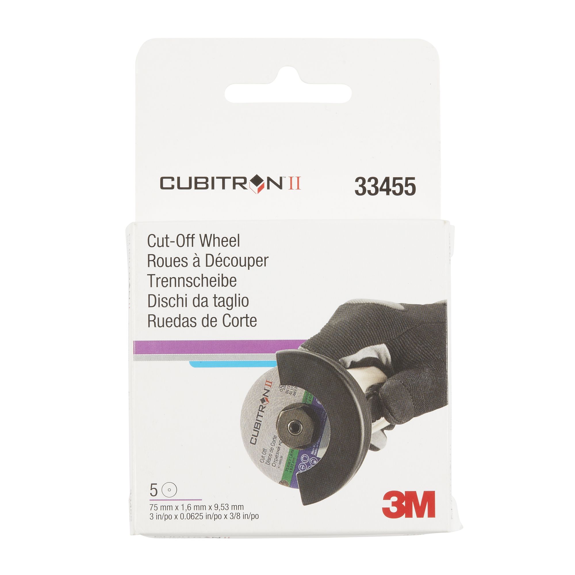3M™ Cubitron™ II Rueda de corte, 75 mm x 1,6 mm x 9,53 mm, 33455