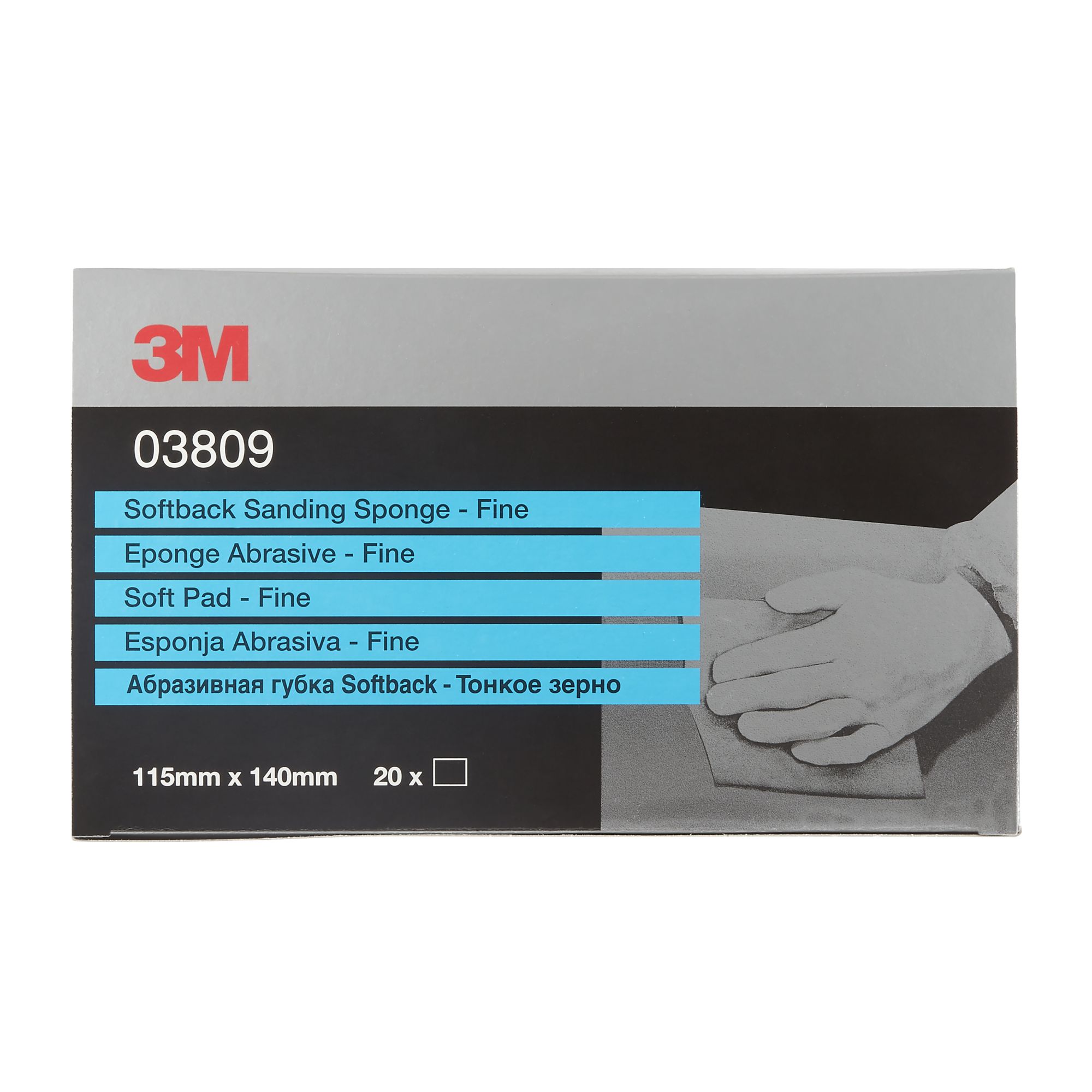 3M™ Esponja abrasiva soporte blando, 115 mm x 140 mm, fina, 03809