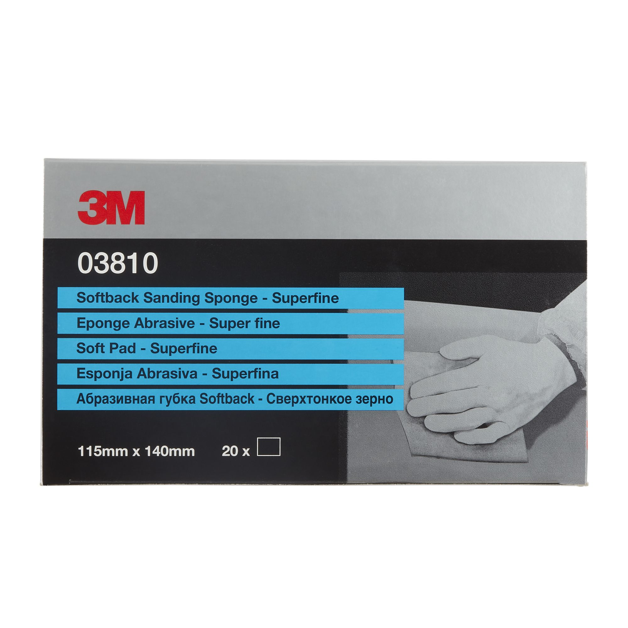 3M™ Esponja abrasiva soporte blando, 115 mm x 140 mm, superfina, 03810