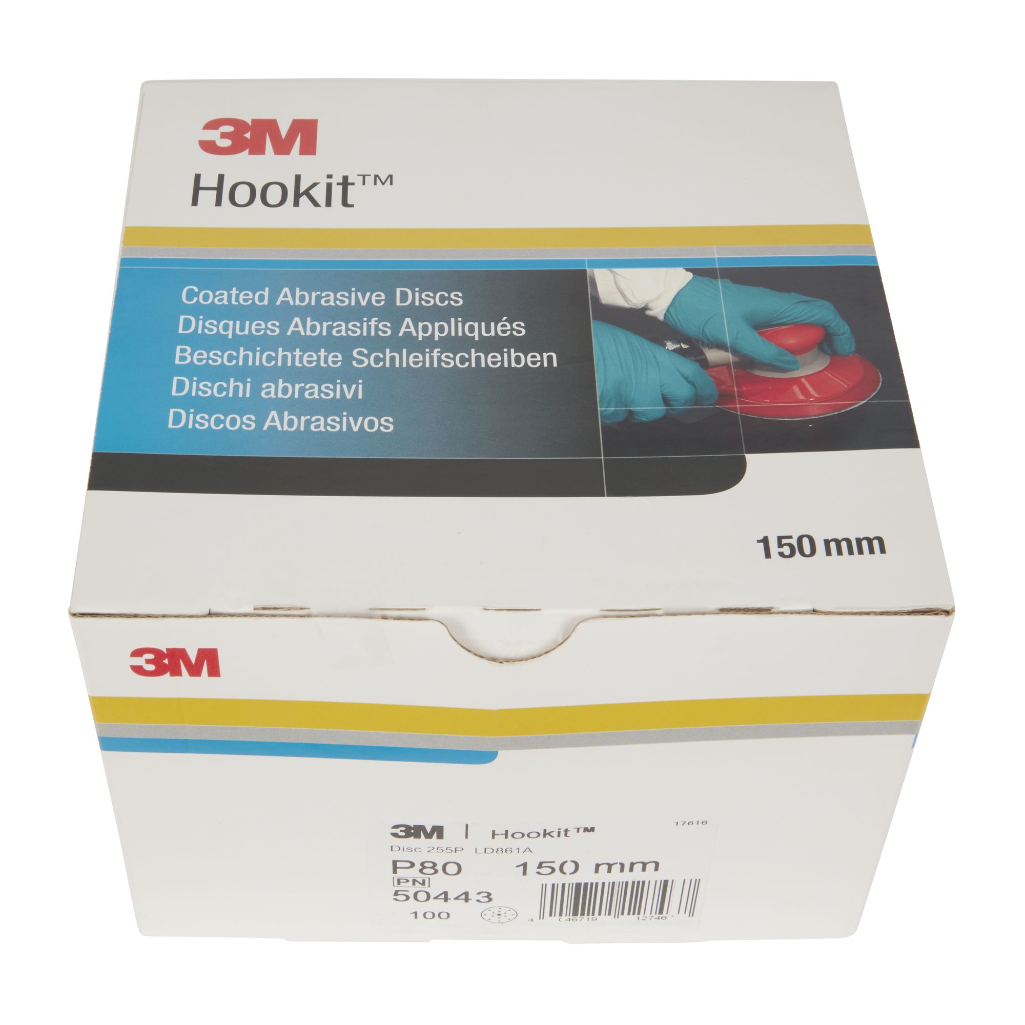 3M™ Hookit™ Disco abrasivo 255P, 150 mm, 15 agujeros, P80, 50443