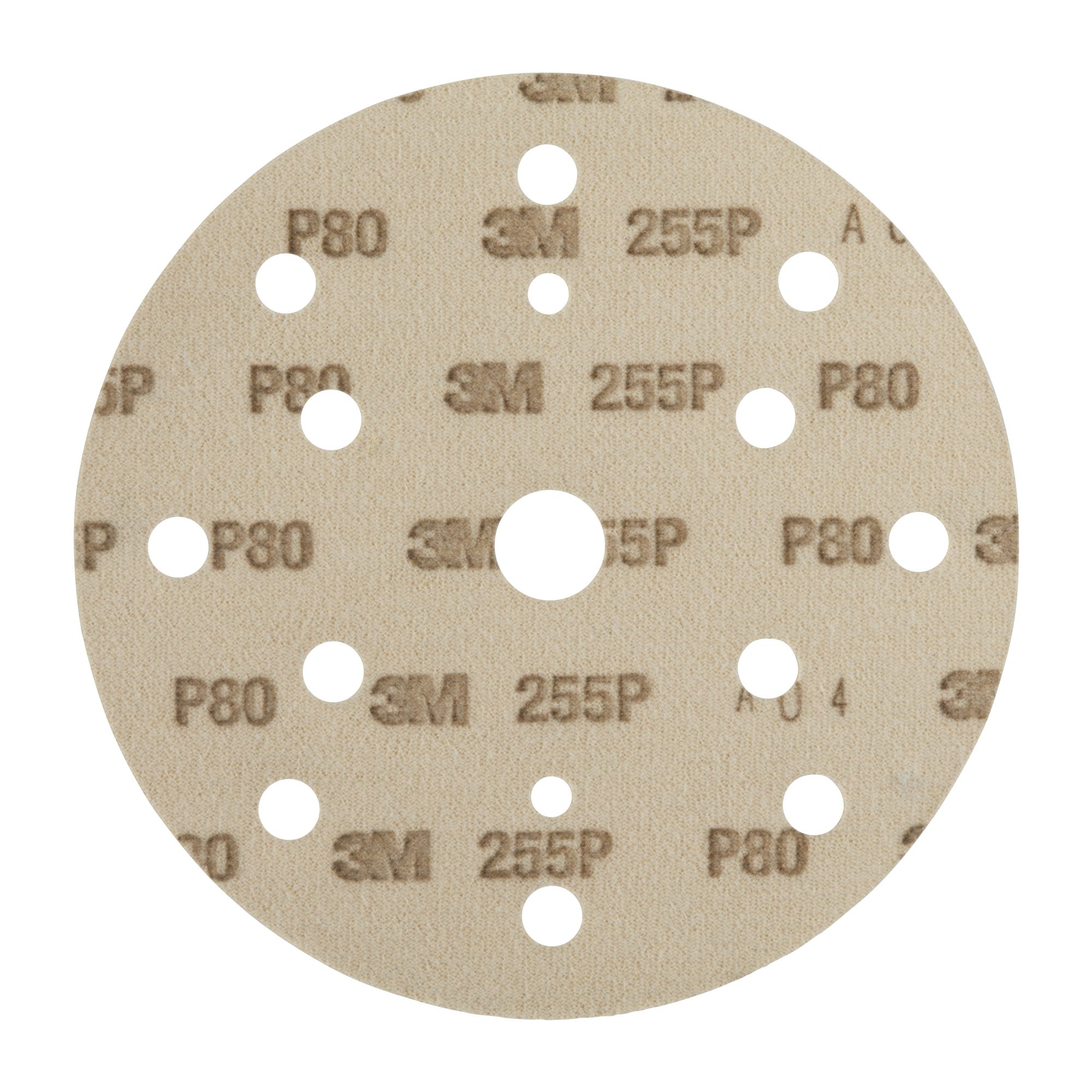 3M™ Hookit™ Disco abrasivo 255P, 150 mm, 15 agujeros, P80, 50443