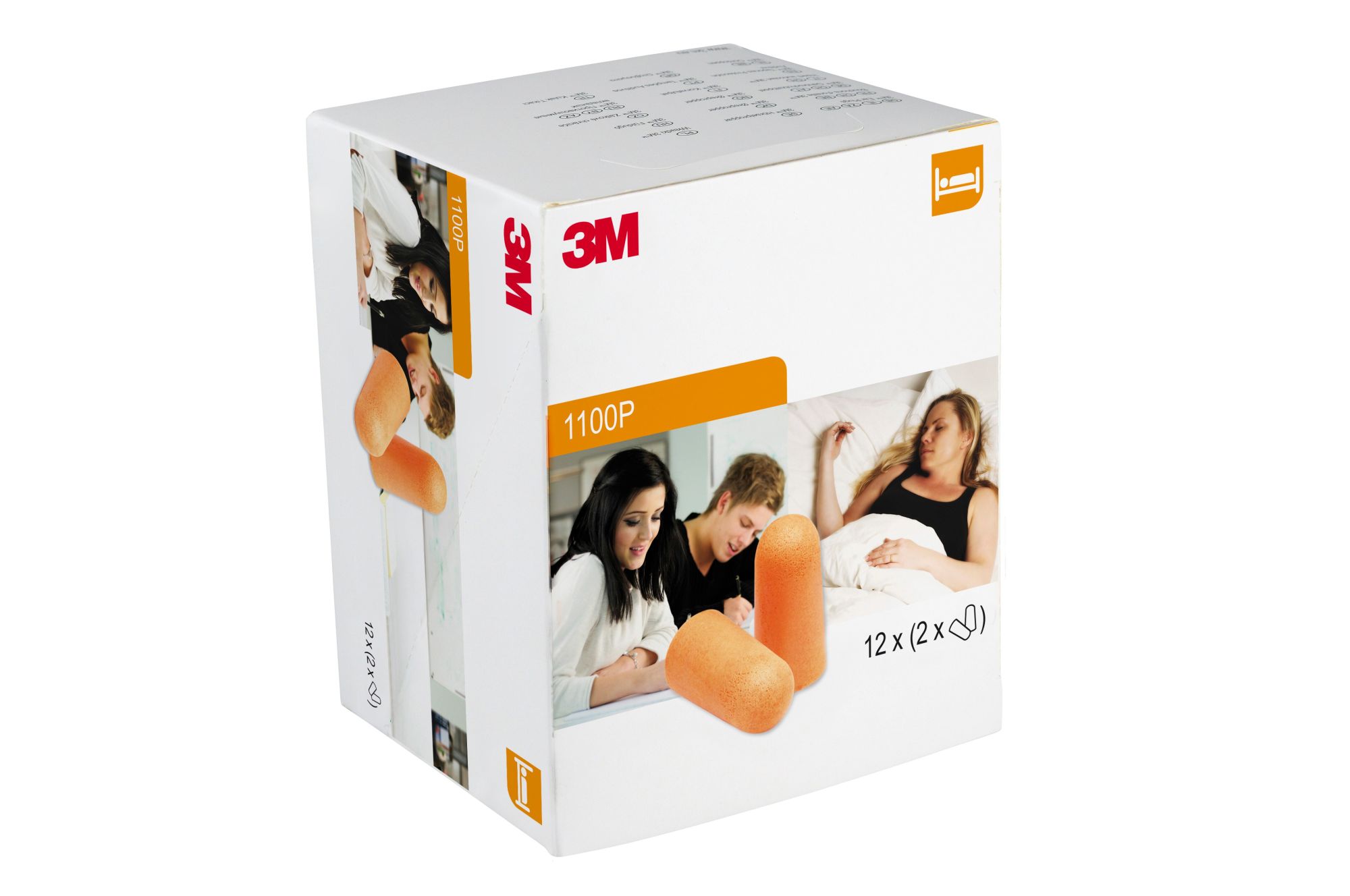 3M™ Tapones para los oídos, 37 dB, sin cordón, pack de 2 pares, 12 pares/caja, 1100P