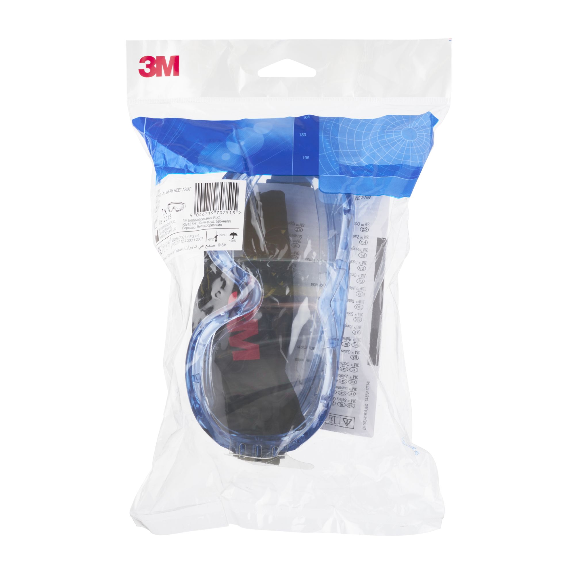 3M™ Fahrenheit™ Gafas de seguridad, T-N-Wear, ventilación indirecta, diadema de neopreno, antiempañante, lente de acetato incolora, 71360-00013, 10/caja