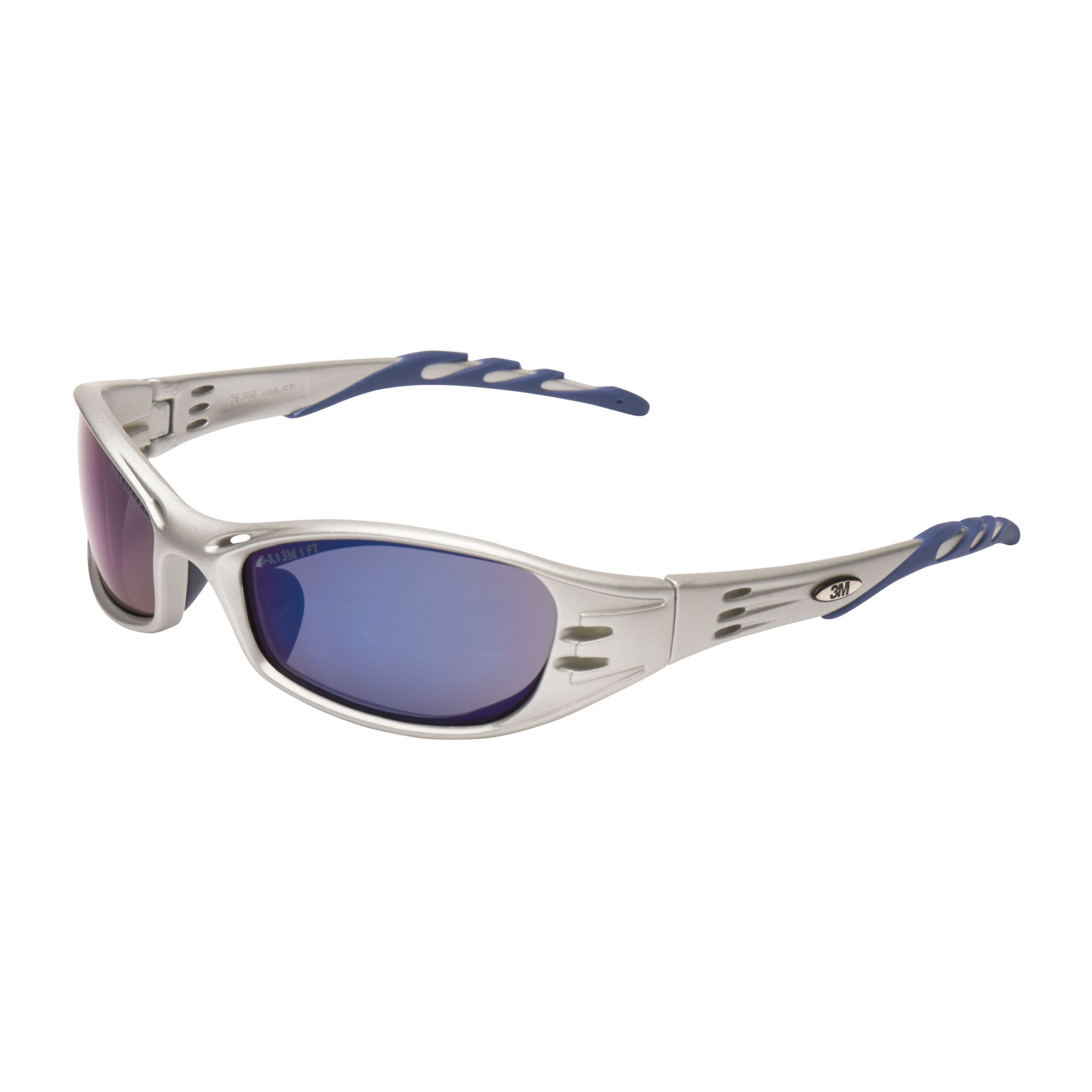 3M™ Fuel™ Gafas de seguridad, montura plateada, antirrayaduras, lente azul de espejo, 71502-00002
