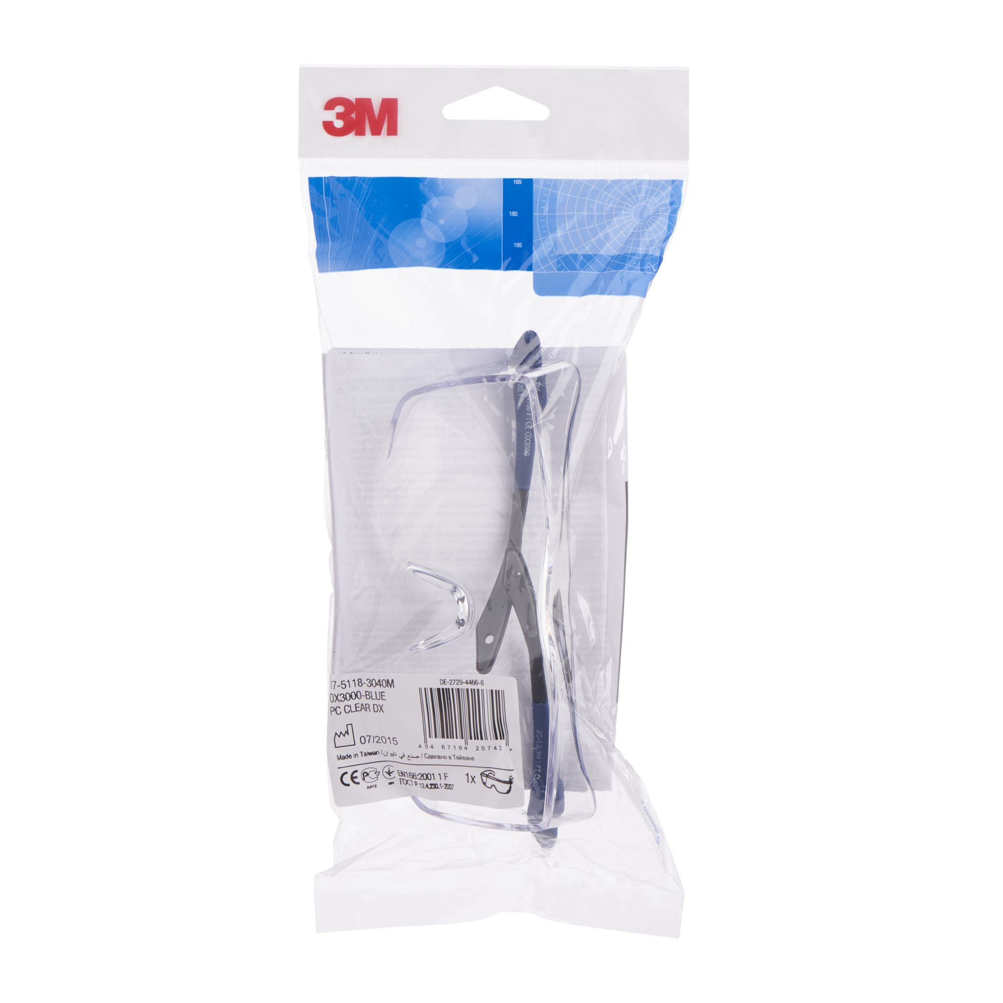 3M™ Cubregafas de seguridad OX3000, antirrayaduras/antiempañante, lente incolora, 17-5118-3040, 20/caja