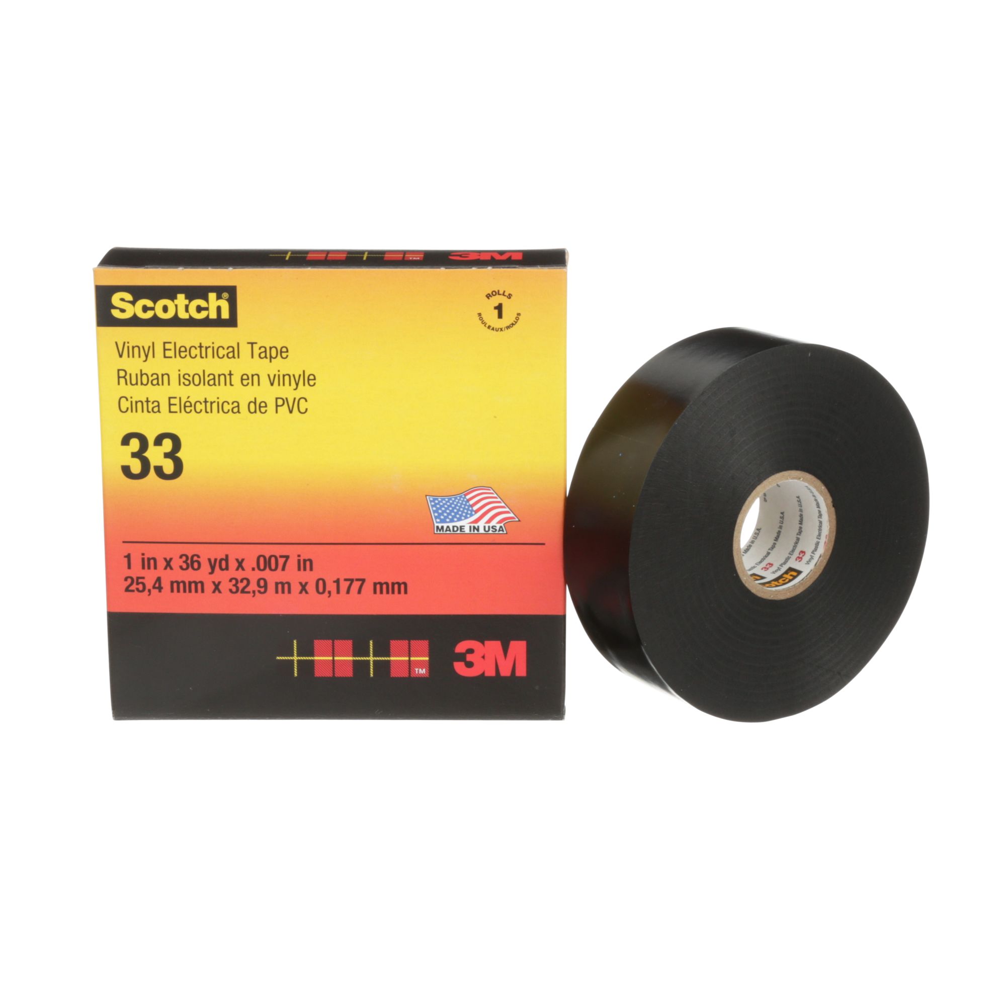 3M™ Scotch® 33Cinta eléctrica de PVC negra de de 50 mm x 33 m