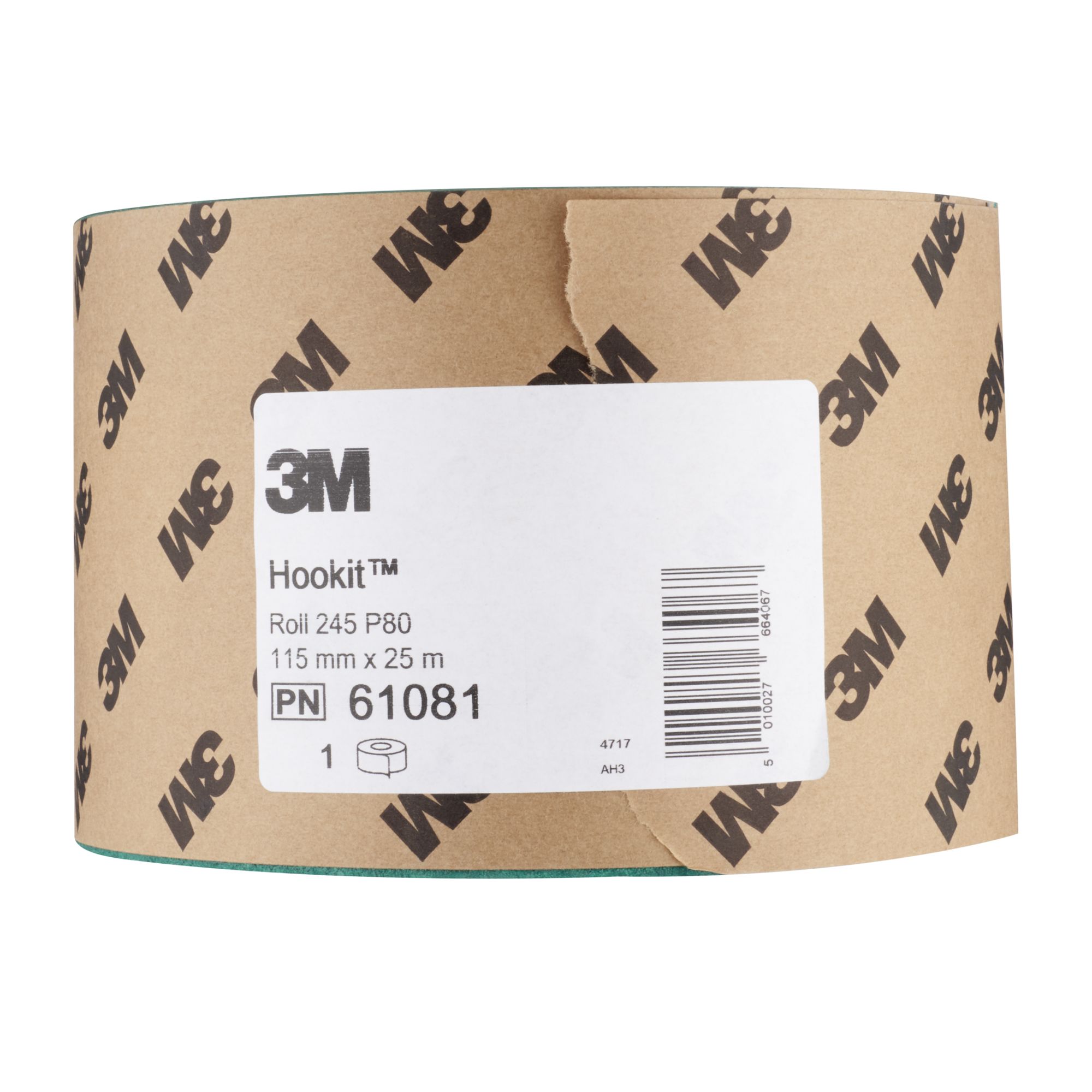 3M™ Hookit™ Rollo abrasivo 245, 115 mm x 25 m, P80, 61081