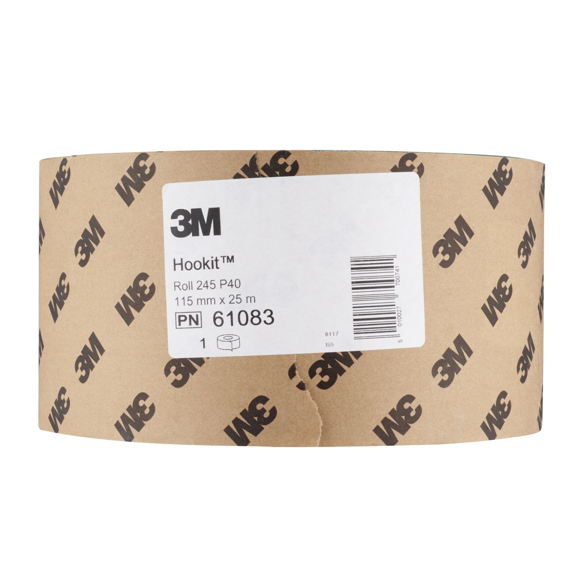 3M™ Hookit™ Rollo abrasivo 245, 115 mm x 25 m, P40, 61083