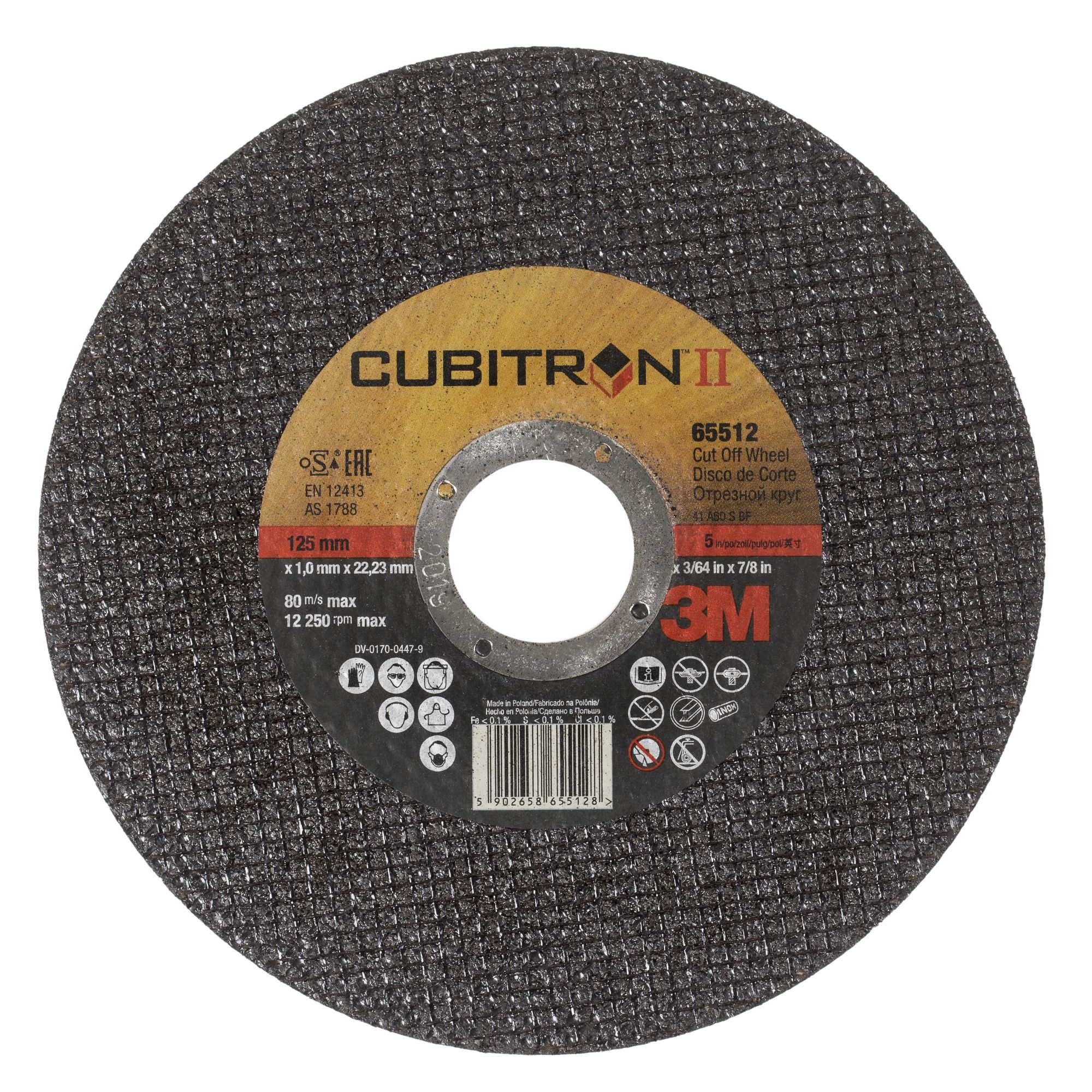 3M™ Cubitron™ II Disco de Corte, T41, 125 mm x 1.6 mm x 22.2 mm
