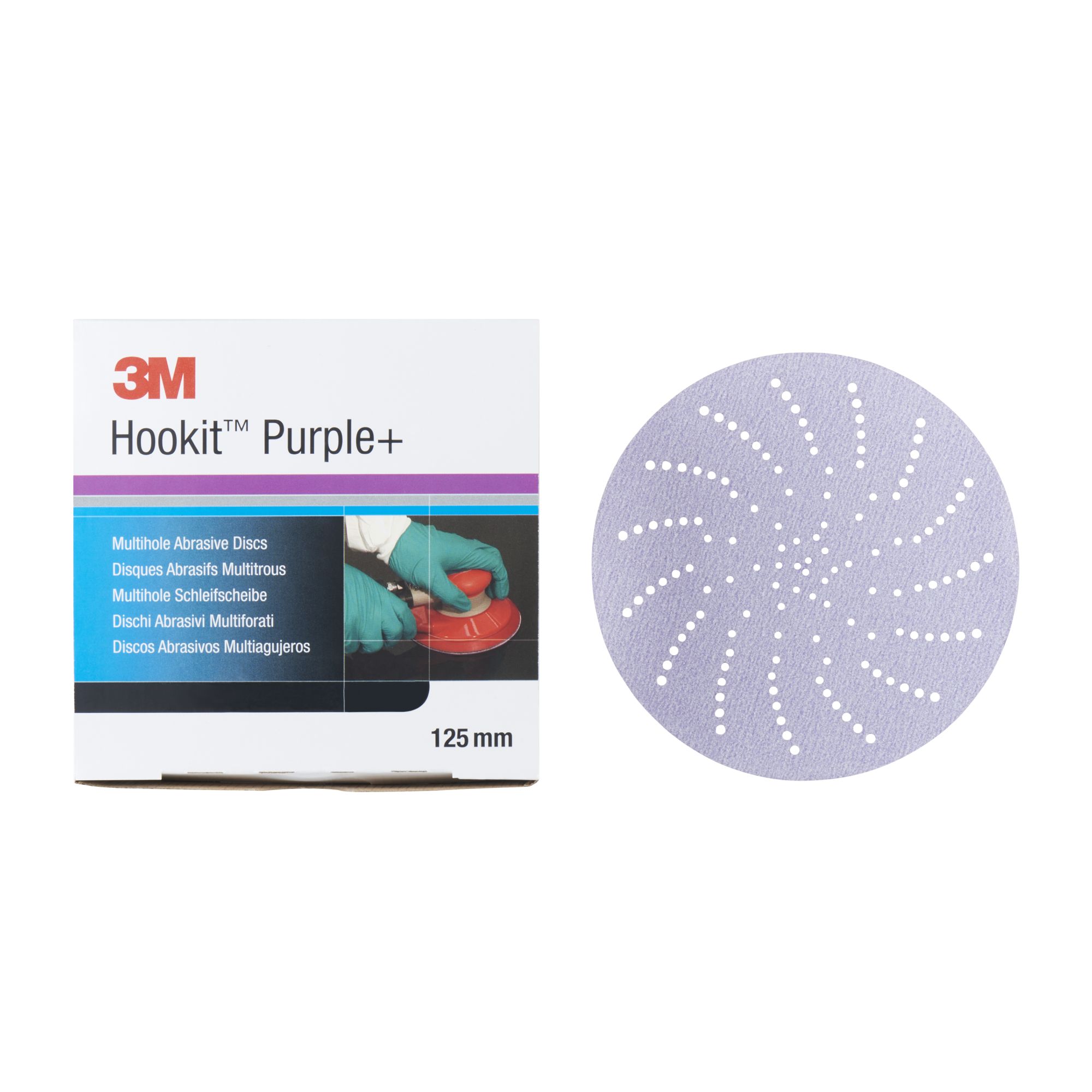 3M™ Hookit™ Disco abrasivo púrpura 334U, 125 mm, multiagujeros, P600, 51040