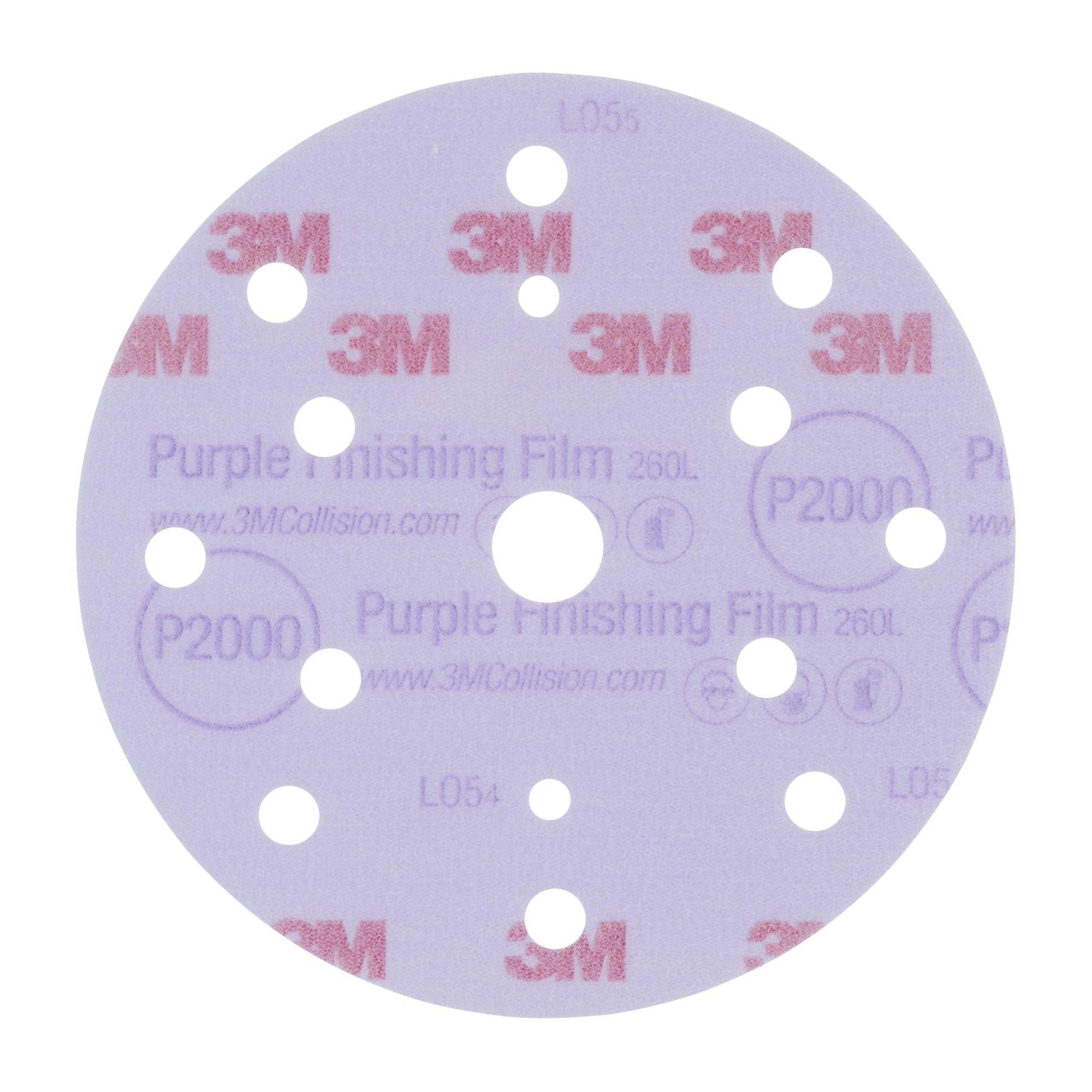 3M™ Hookit™ Disco abrasivo de acabado 260L, 150 mm, 15 agujeros, P2000, 51304