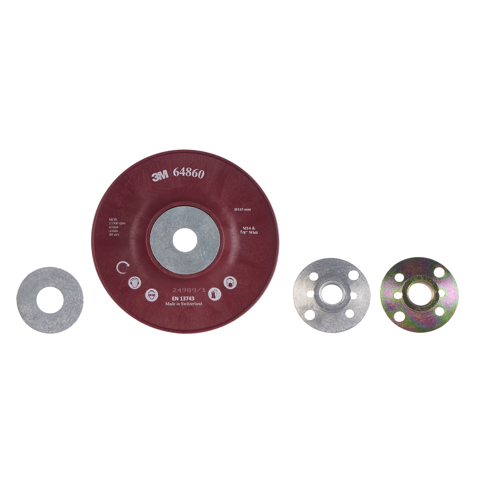 3M™ Plato HP estriado, 115 mm, Rojo, 64860