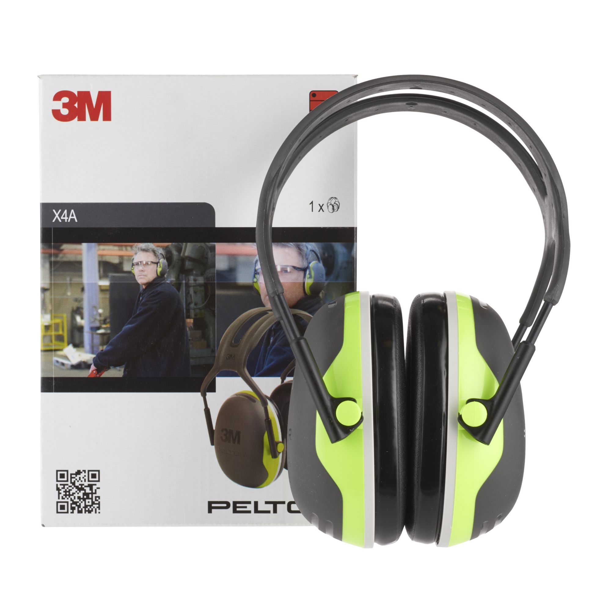 3M™ PELTOR™ X4A Orejeras de diadema, 33 dB, alta visibilidad (10 orejeras/caja)