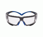 3M™ SecureFit™ 400 Gafas de seguridad, montura azul/gris, espuma, recubrimiento antiempañante/antirrayaduras Scotchgard™ (K y N), lente incolora, SF401SGAF-BLU-F-EU, 20/caja
