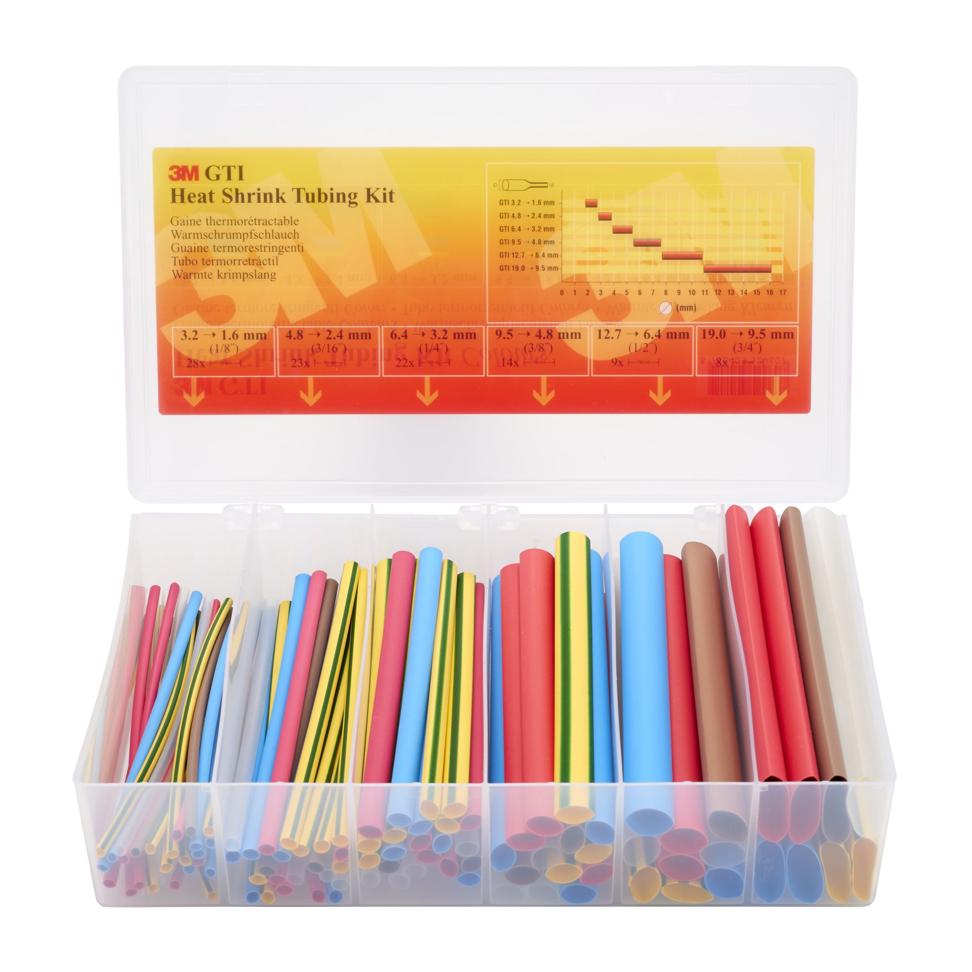 3M™ Tubo GTI3000 Termorretráctil en Colores - 6 diametros - KIT EN CAJA