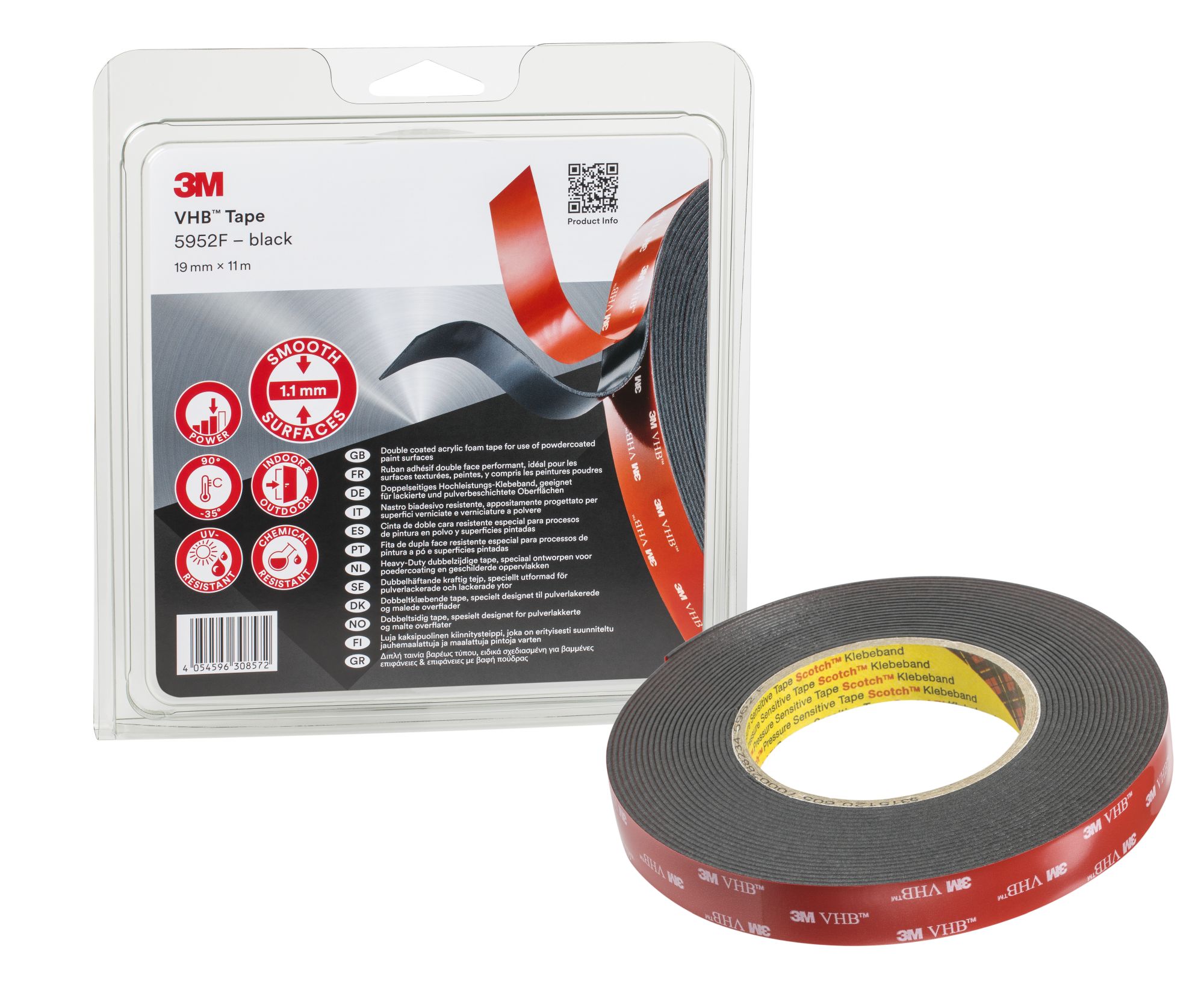 3M™ VHB™ Cinta de Espuma Acrílica 5952F, 19 mm x 11 m