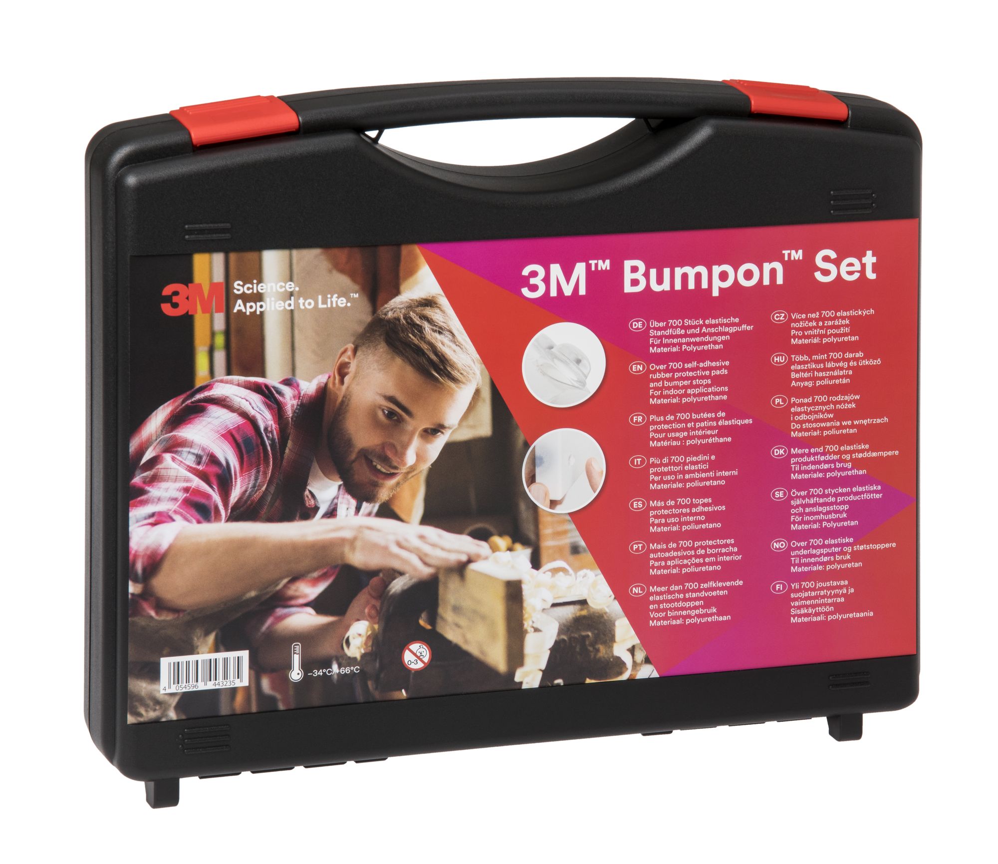 3M™ Bumpon™ Topes Protectores Adhesivos Set 017, 700+ por caja, Transparente y Negro