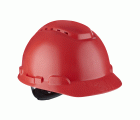 3M™ Casco, con arnés de ruleta, ventilado, banda de plástico para el sudor, rojo, H700N-RD
