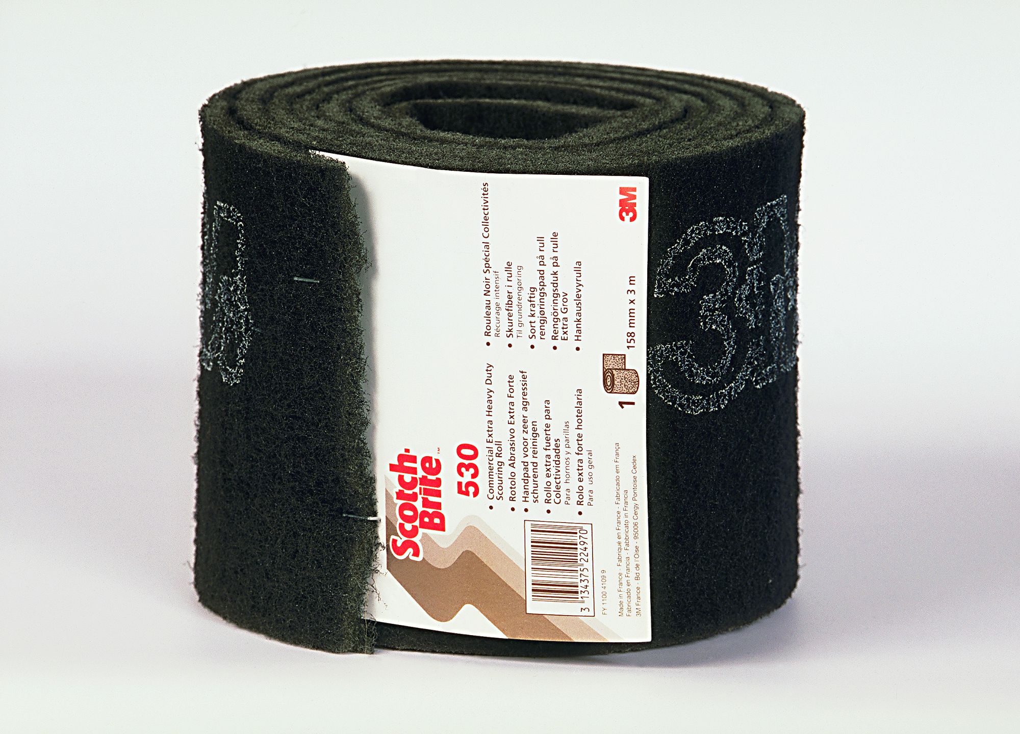 Scotch-Brite™ Estropajo limpiaplanchas de alta agresividad 530, Negro, 158 mm x 3 m, 6/Caja