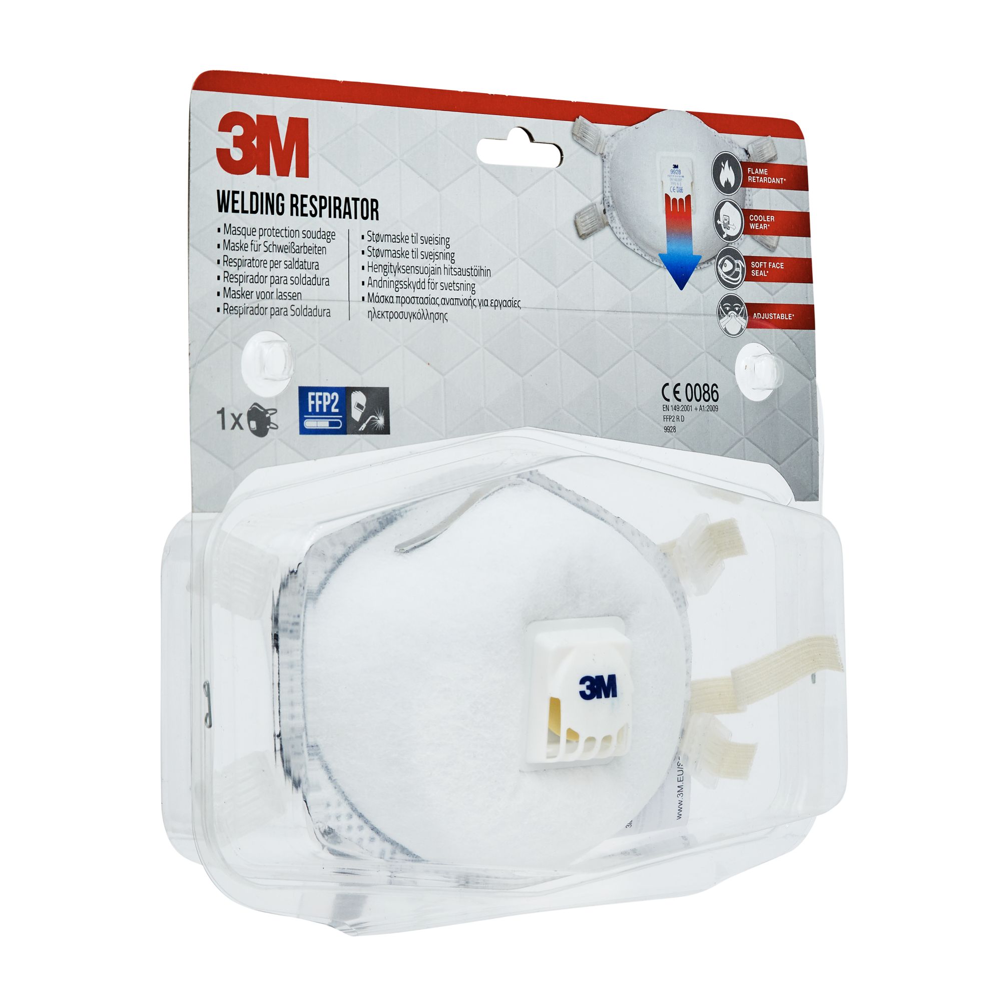 3M™ Respirador para soldadura 9928, FFP2, con válvula, 1/paquete