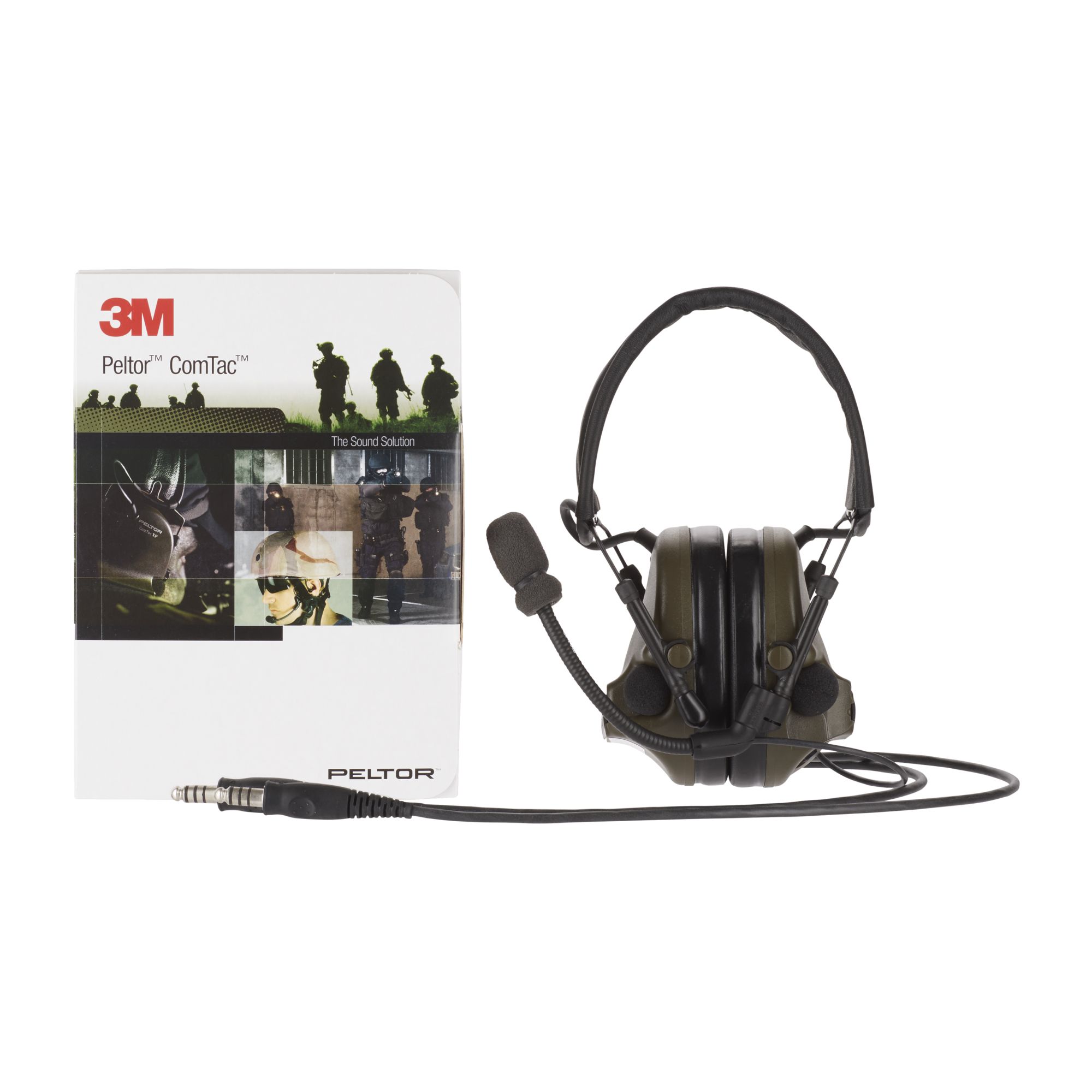 3M™ PELTOR™ ComTac™ XPI Orejeras, 28 dB, verdes, diadema, micrófono flexible, cableado OTAN, MT20H682FB-19B