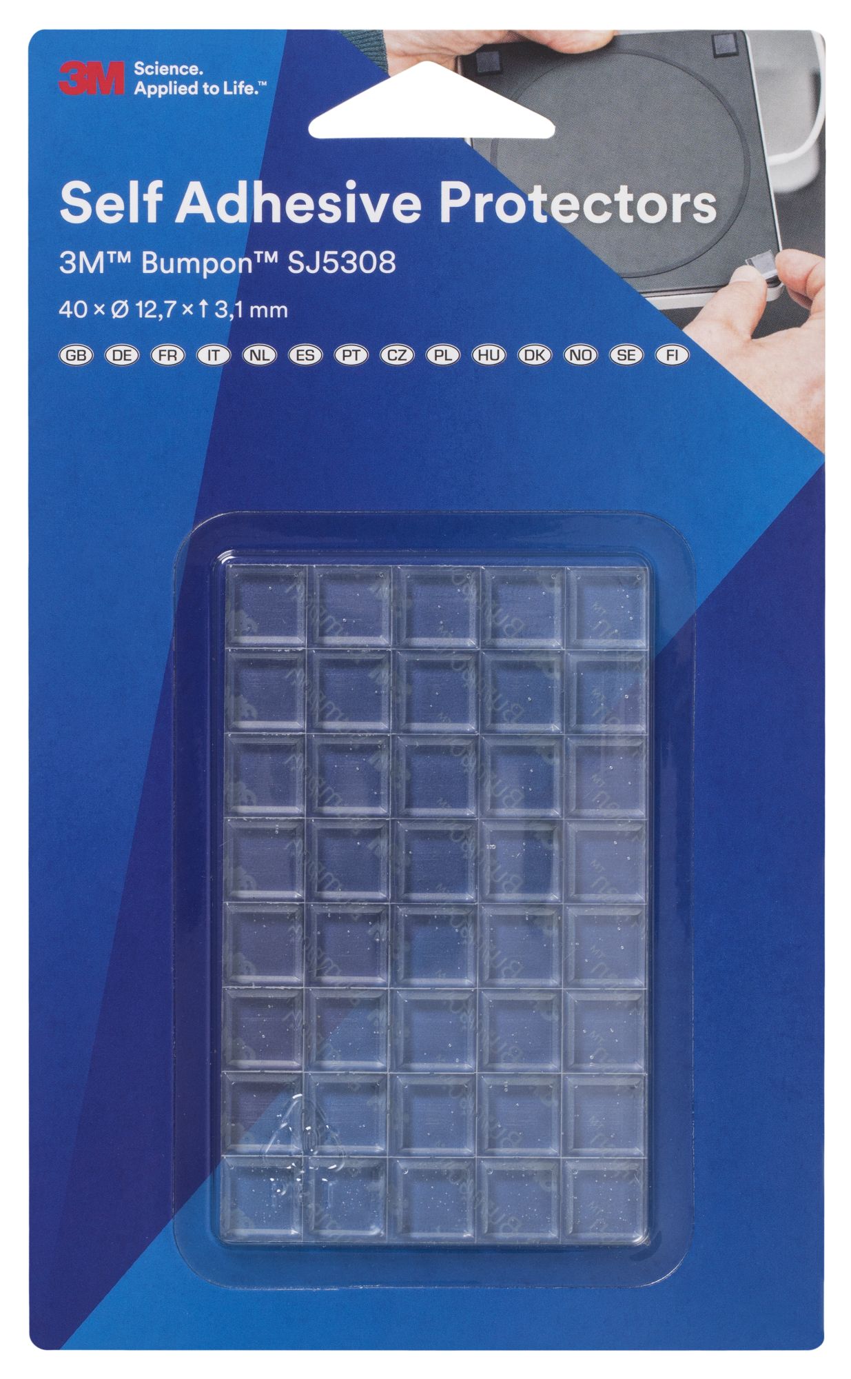 3M™ Bumpon SJ5308 Transparente, blíster 80 unidades