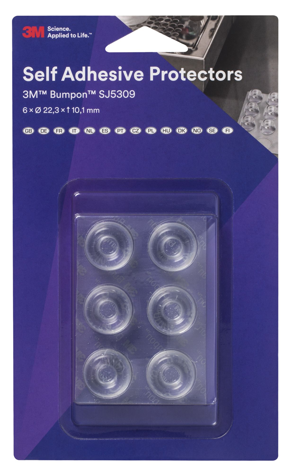 3M™ Bumpon SJ5309 Transparente, blíster 12 unidades