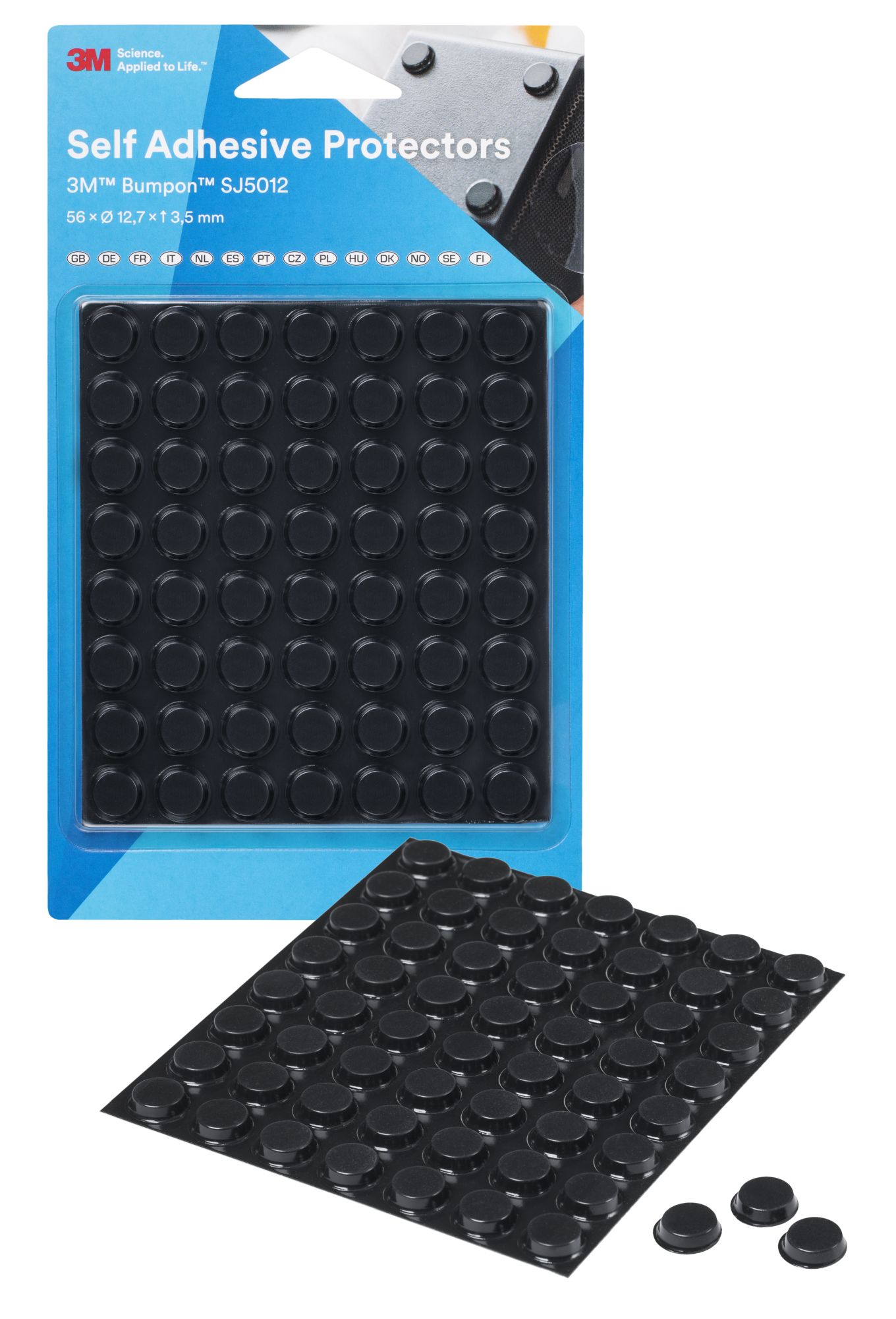 3M™ Bumpon SJ5012 Negro, blíster 56 unidades