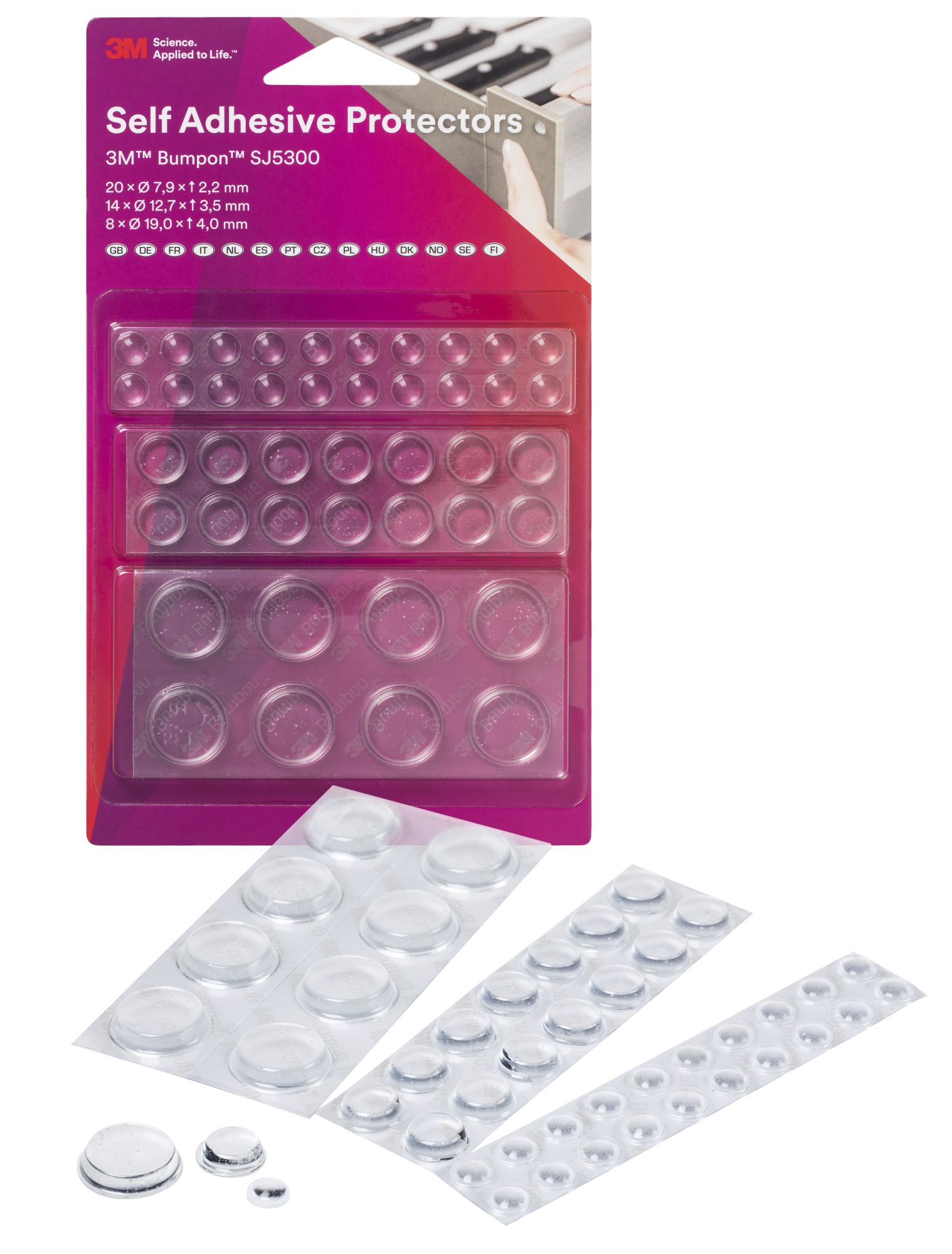 3M™ Bumpon SJ5300 Transparente, blíster 46 unidades