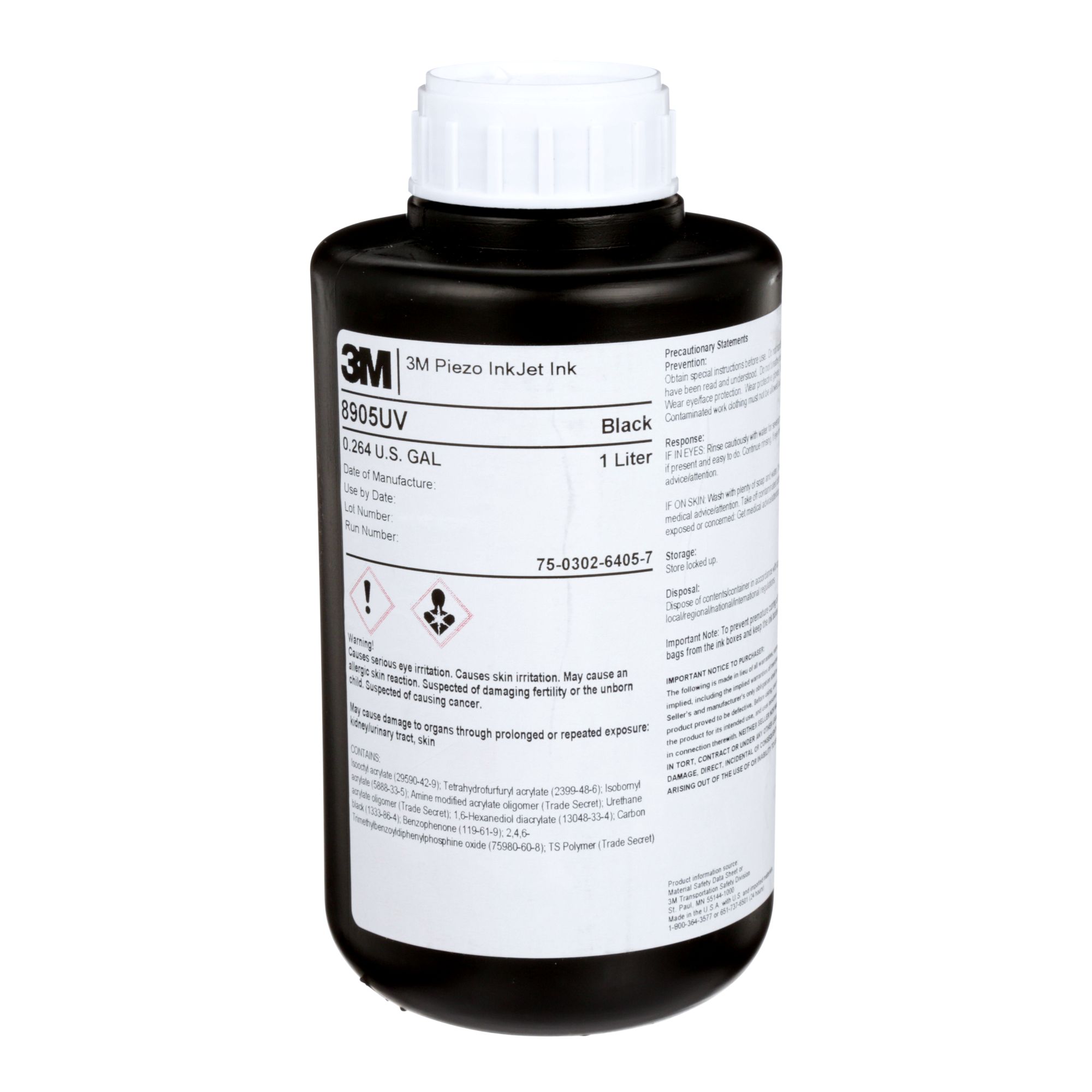 3MTM Piezo InkJet 8905UV, Negro Tinta Impresión Digital, Bote 1 L, 2 Botes/caja