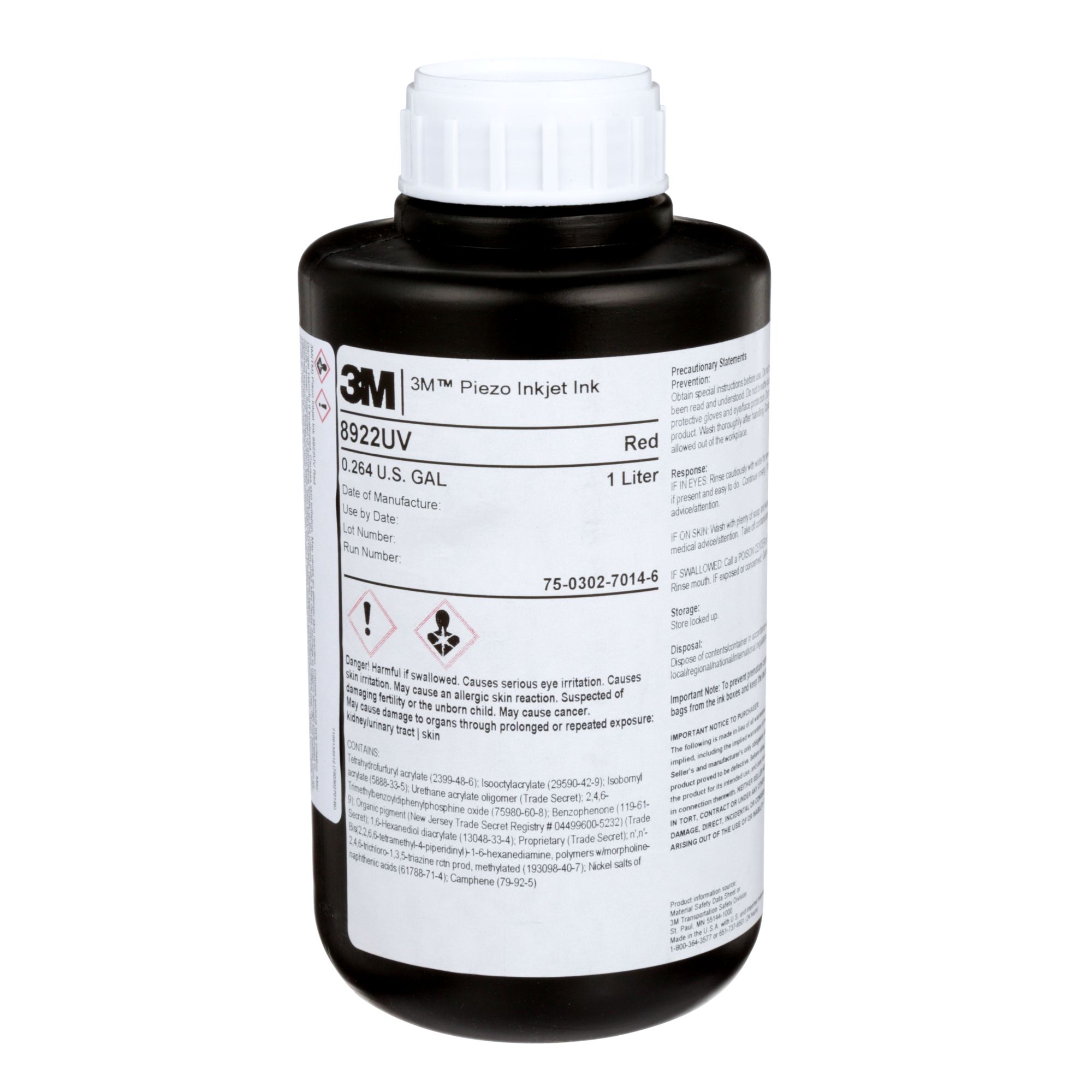 3MTM Piezo InkJet 8903UV, Azul v2 Tinta Impresión Digital, Bote 1 L, 2 Botes/caja