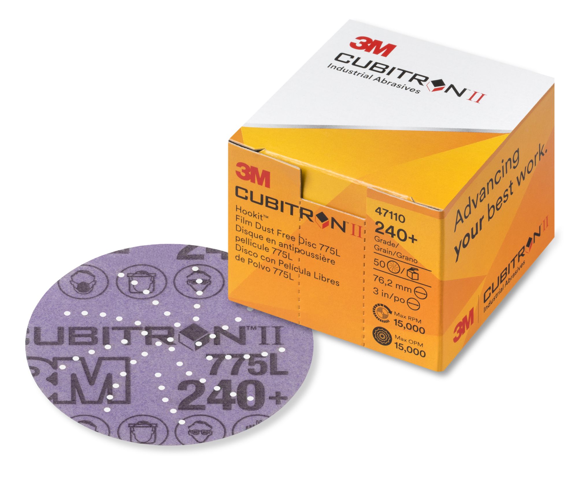 3M Xtract™ Cubitron™ II Disco de film 775L, 76 mm, 240+