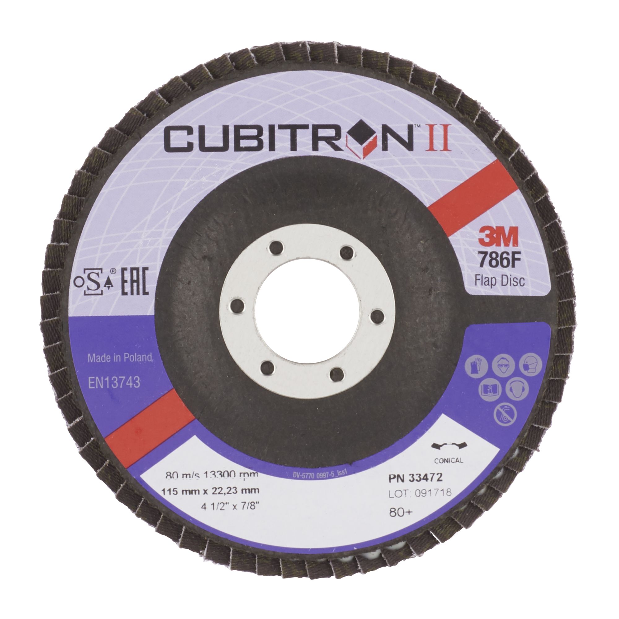3M™ Cubitron™ II Disco de láminas T29, 115 mm x 22 mm, 80+, 33472