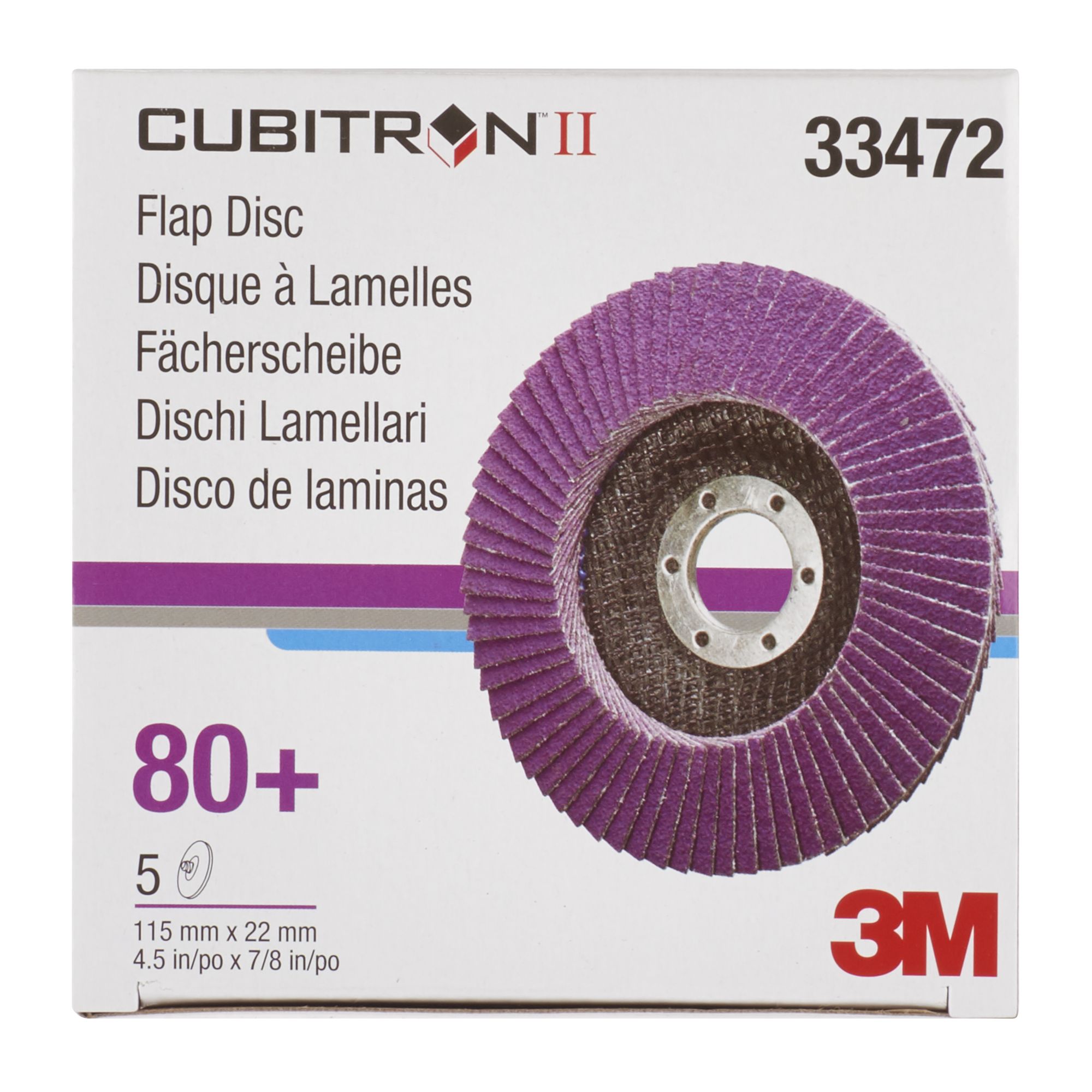 3M™ Cubitron™ II Disco de láminas T29, 115 mm x 22 mm, 80+, 33472