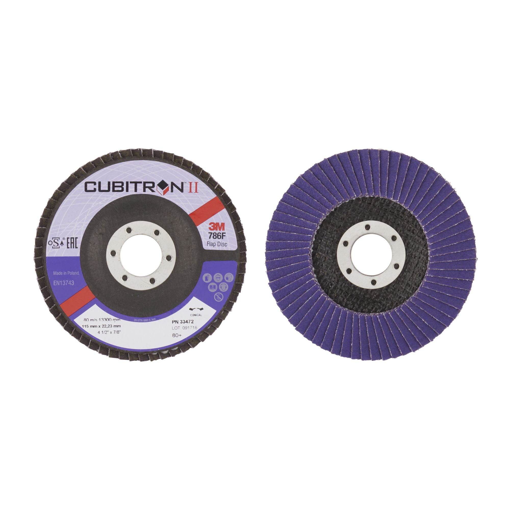3M™ Cubitron™ II Disco de láminas T29, 115 mm x 22 mm, 80+, 33472