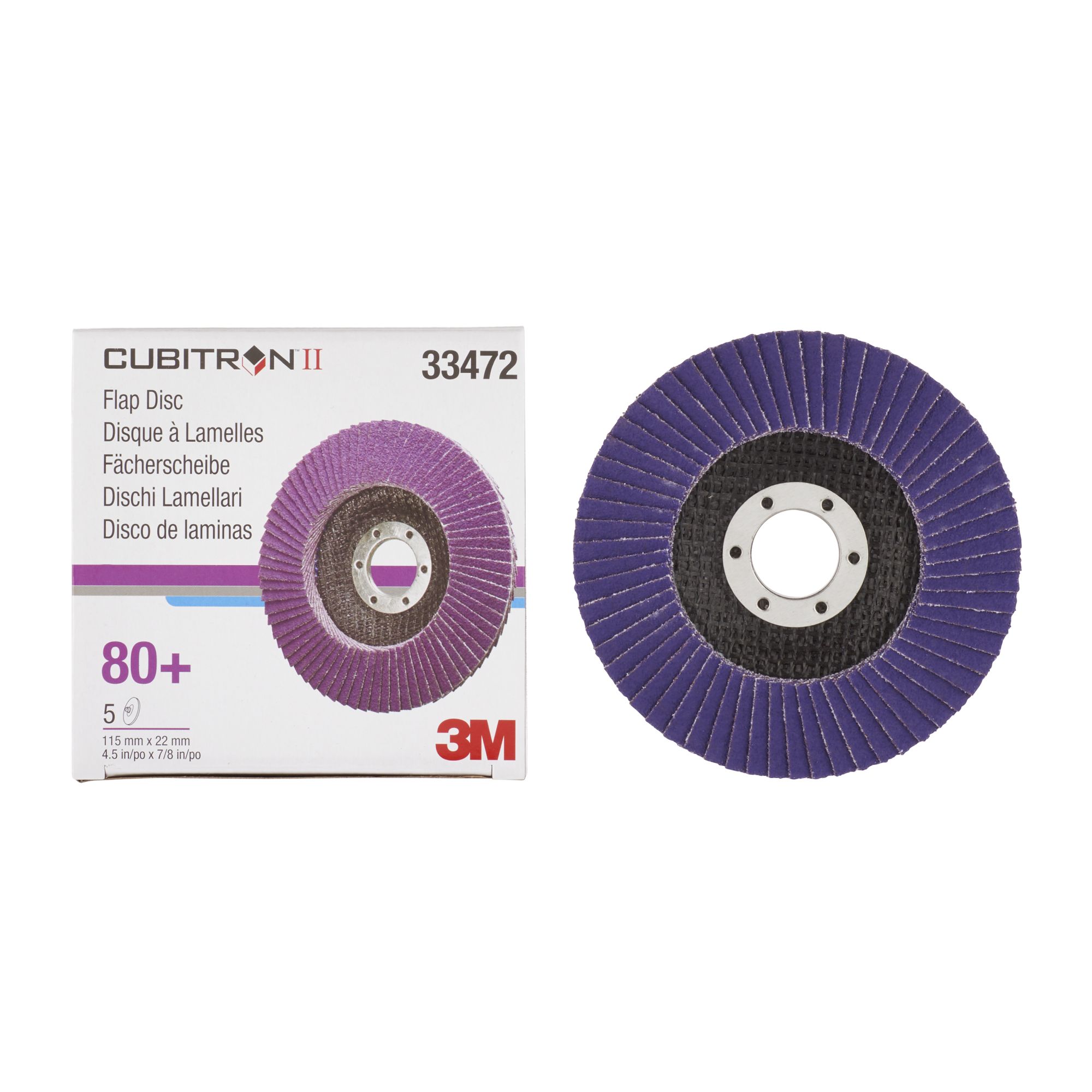 3M™ Cubitron™ II Disco de láminas T29, 115 mm x 22 mm, 80+, 33472