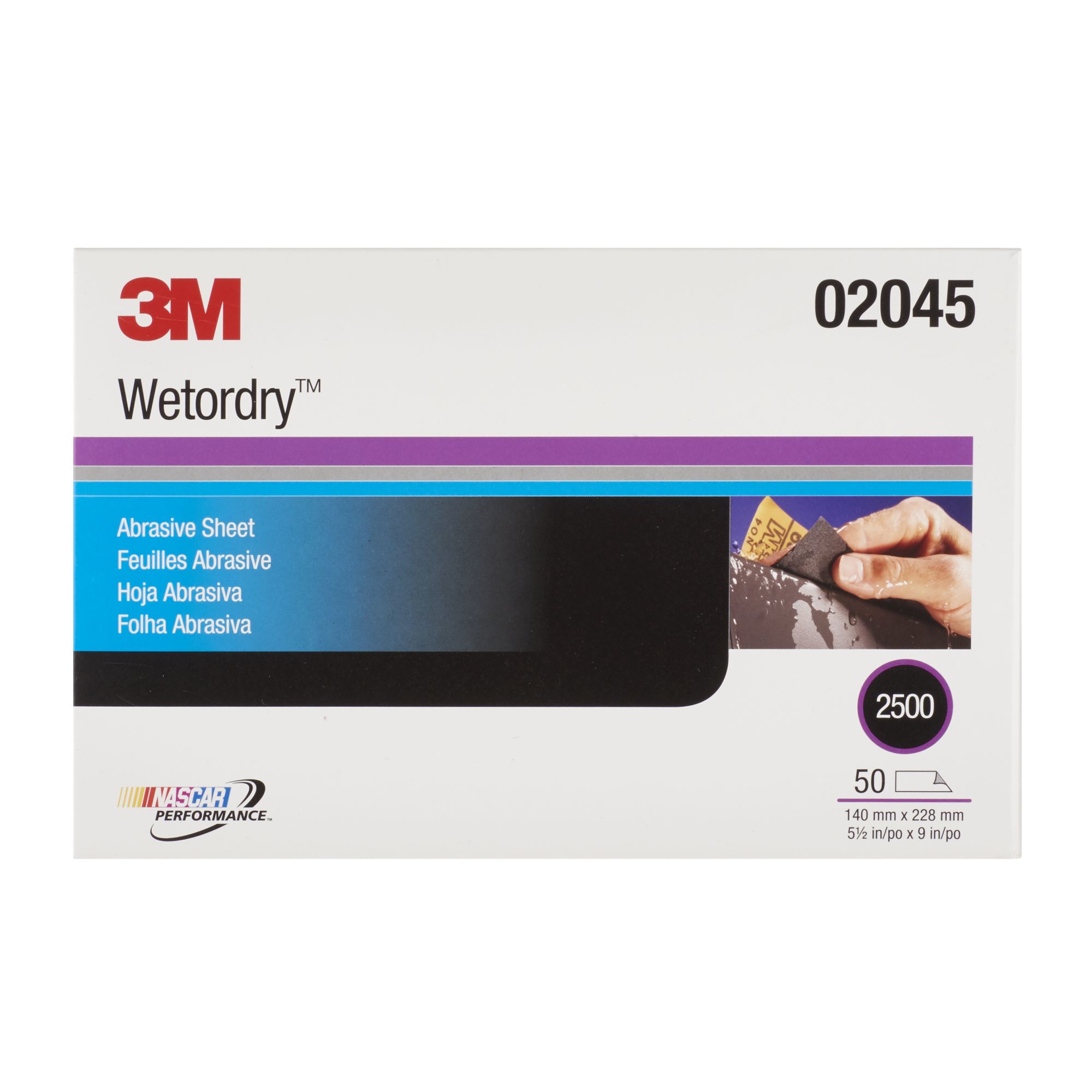 3M™ Wetordry™ Hoja abrasiva 401Q, 138 mm x 230 mm, P2500, 02045